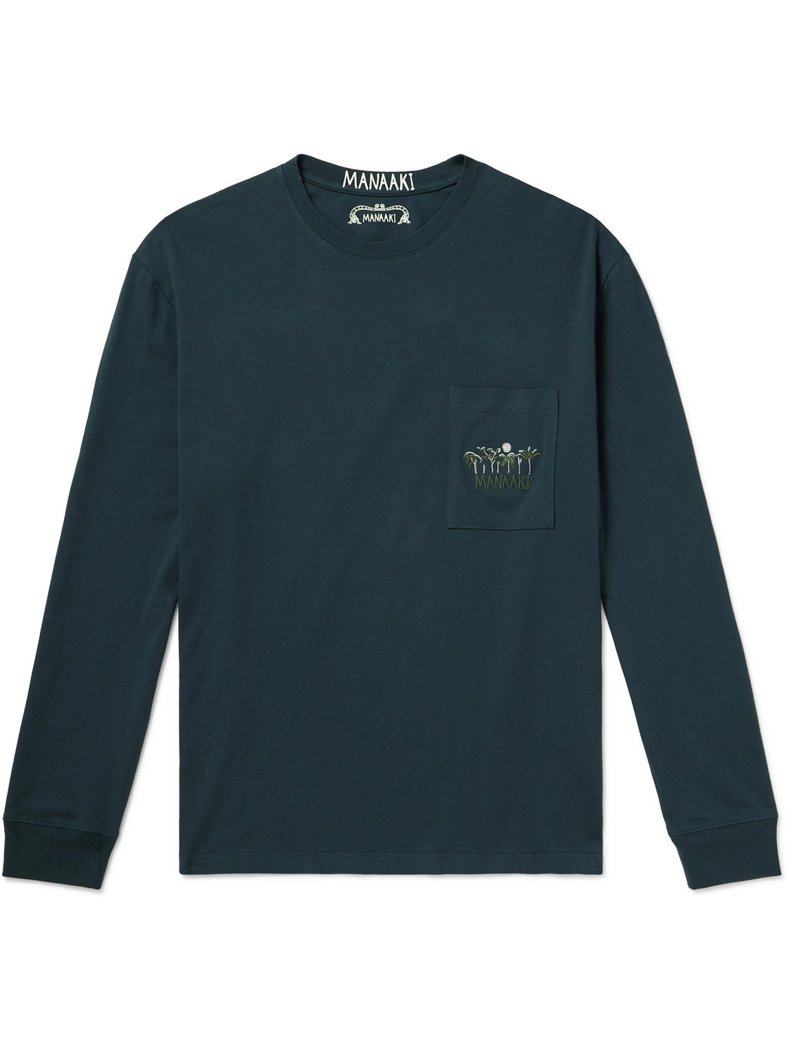 Manaaki Logo-embroidered Cotton-jersey T-shirt In Blue