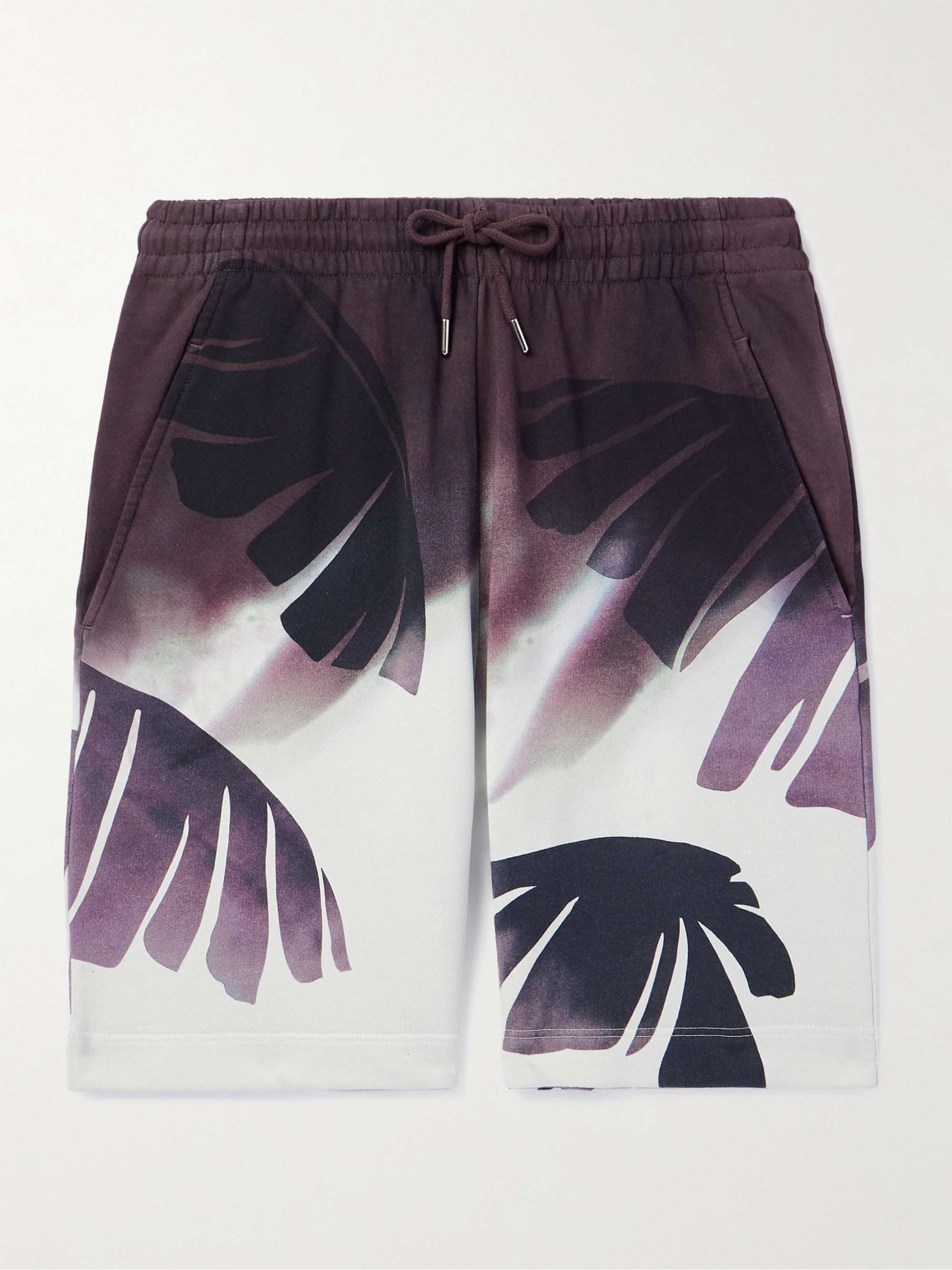 Straight-Leg Printed Silk-Twill Drawstring Shorts - blue - IT 44