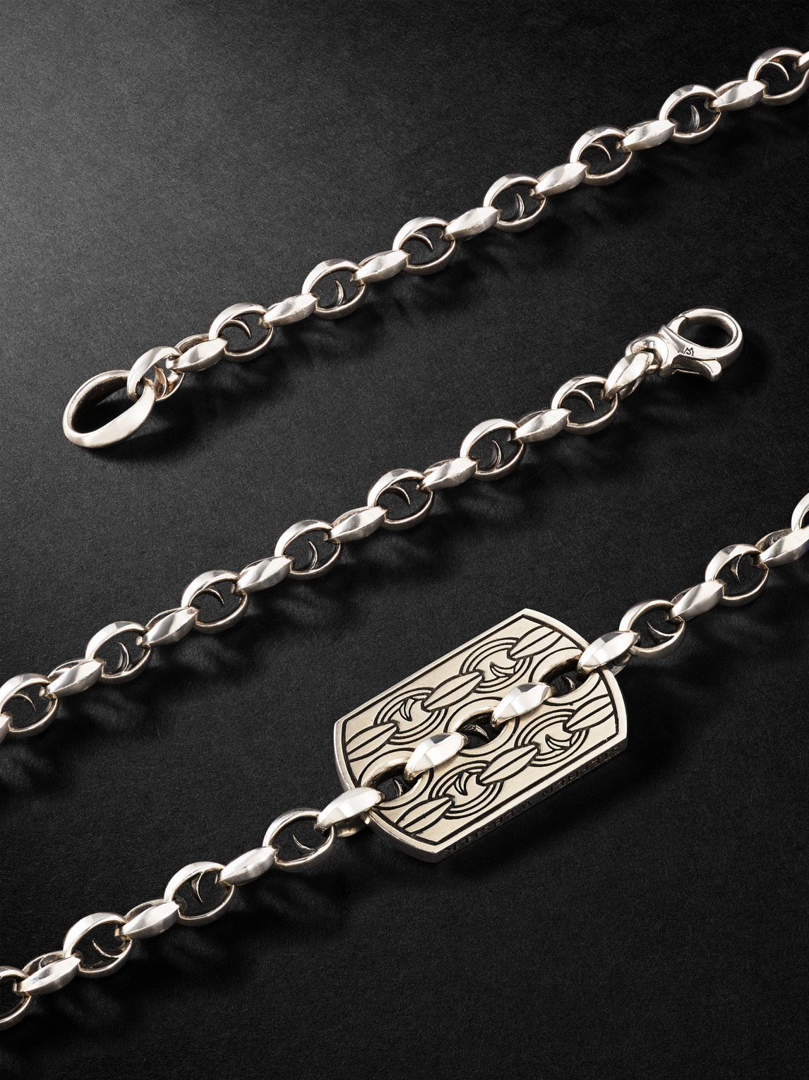Shop Stephen Webster Inline Razor Sterling Silver Malachite Chain Necklace
