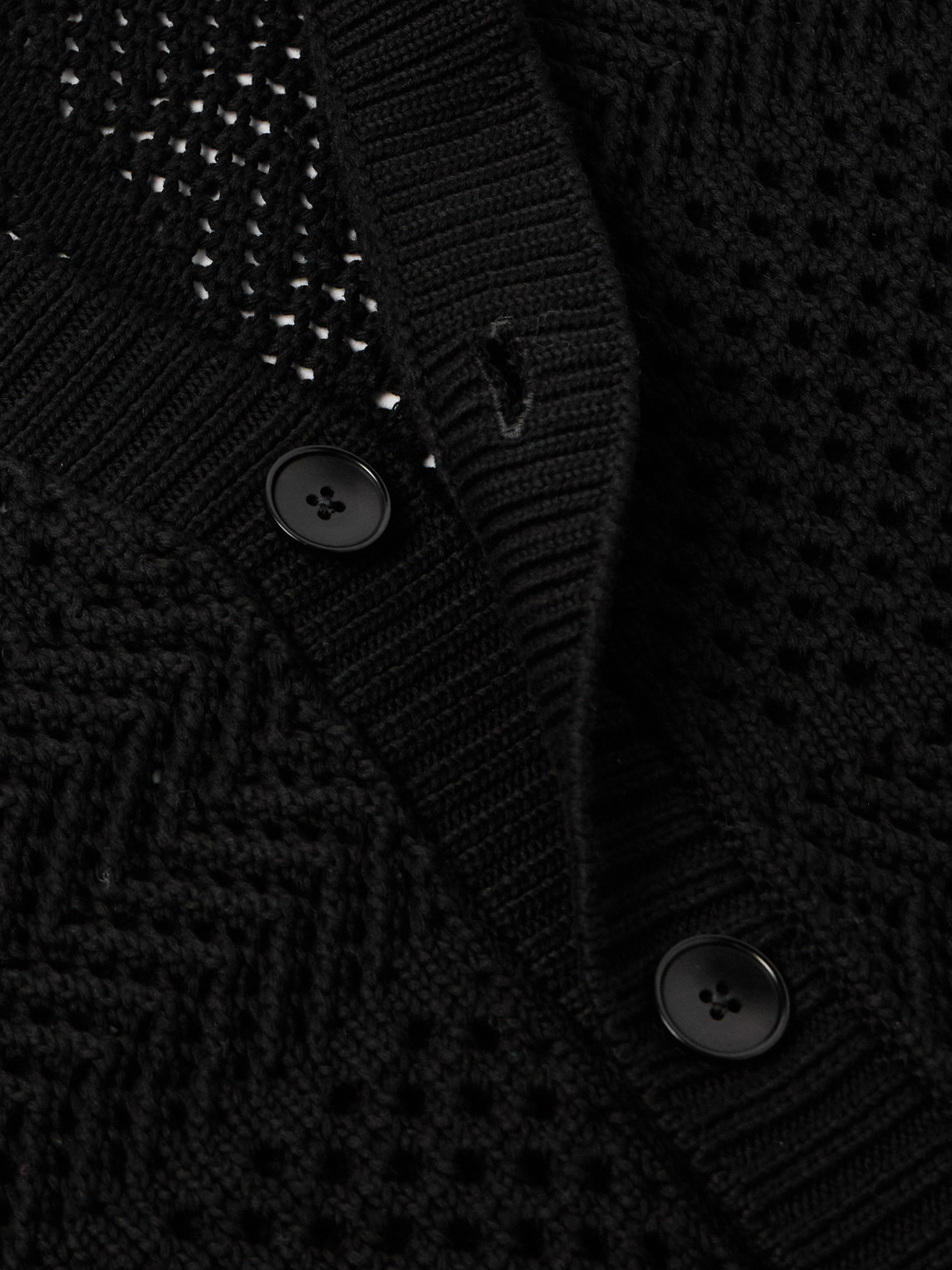 Shop Mr P Open-knit Cotton Cardigan In Black