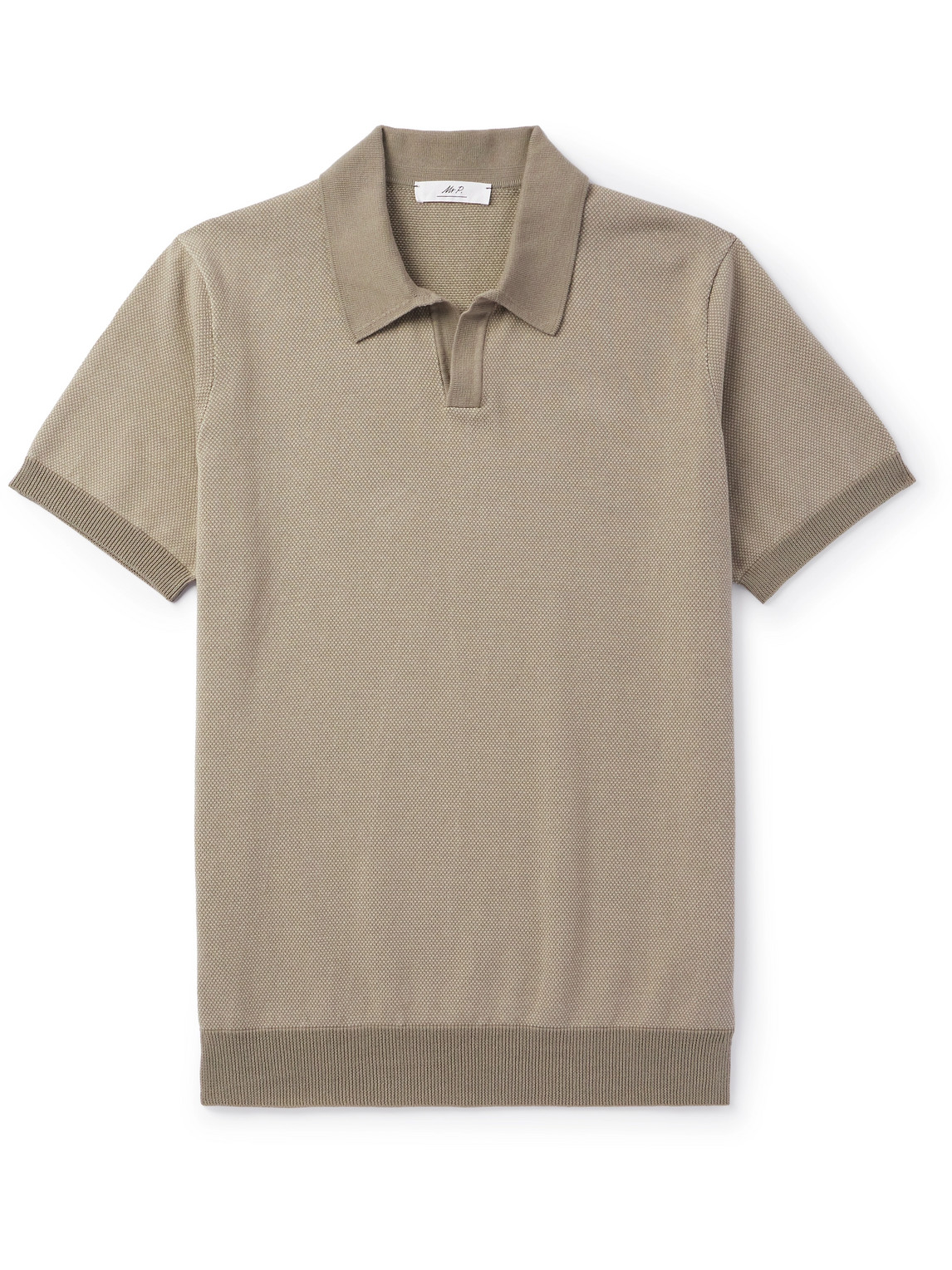 Mr P Honeycomb-knit Cotton Polo Shirt In Neutrals