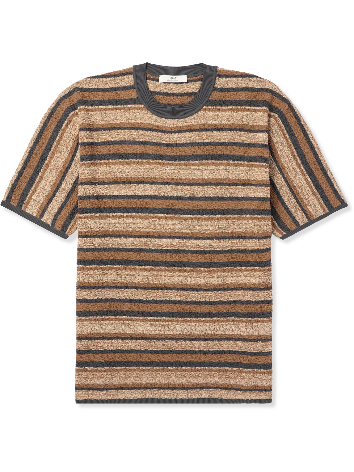 Striped Textured-Cotton T-Shirt
