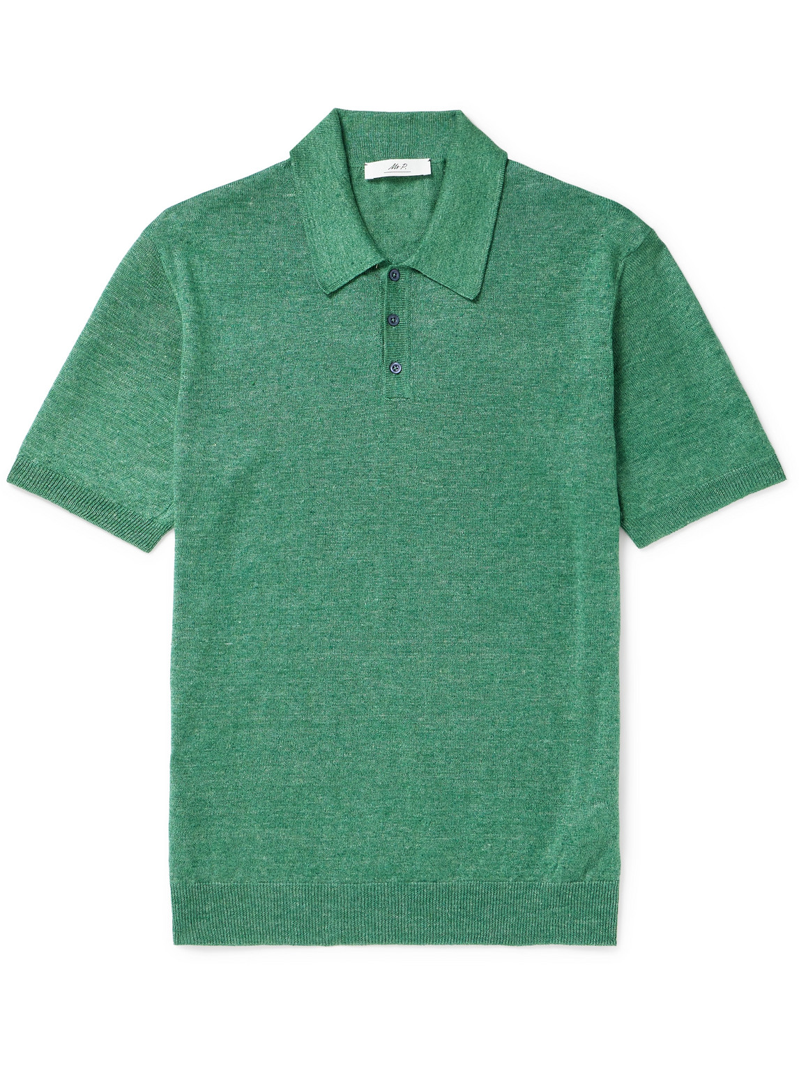 Mr P Linen Polo Shirt In Green