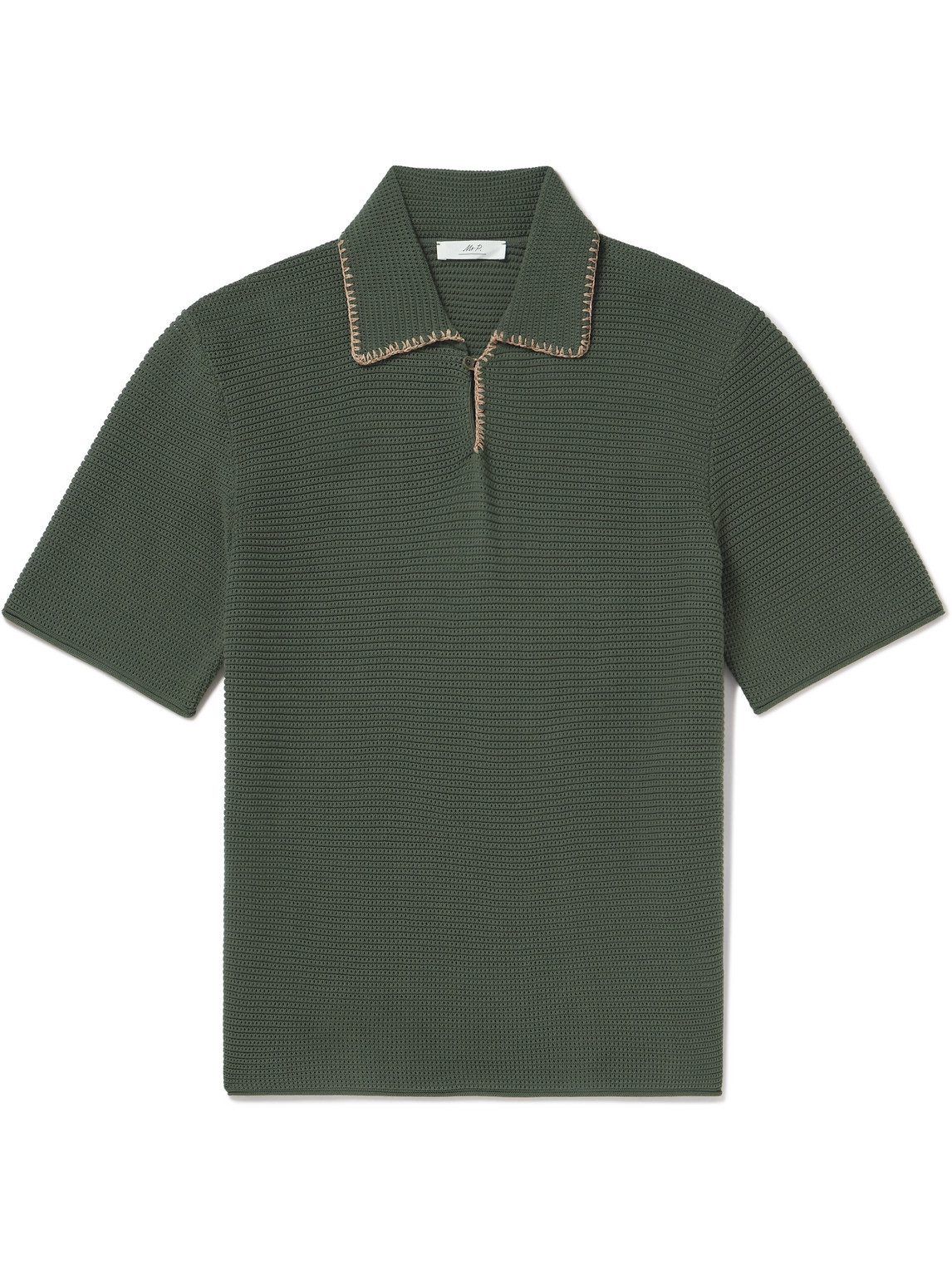 Mr P Embroidered Cotton Polo Shirt In Green