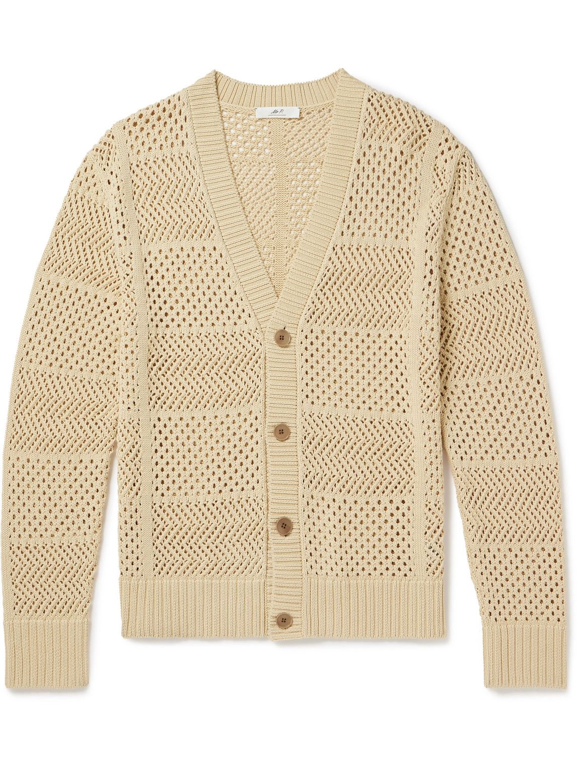 Mr P Open-knit Cotton Cardigan In Neutrals