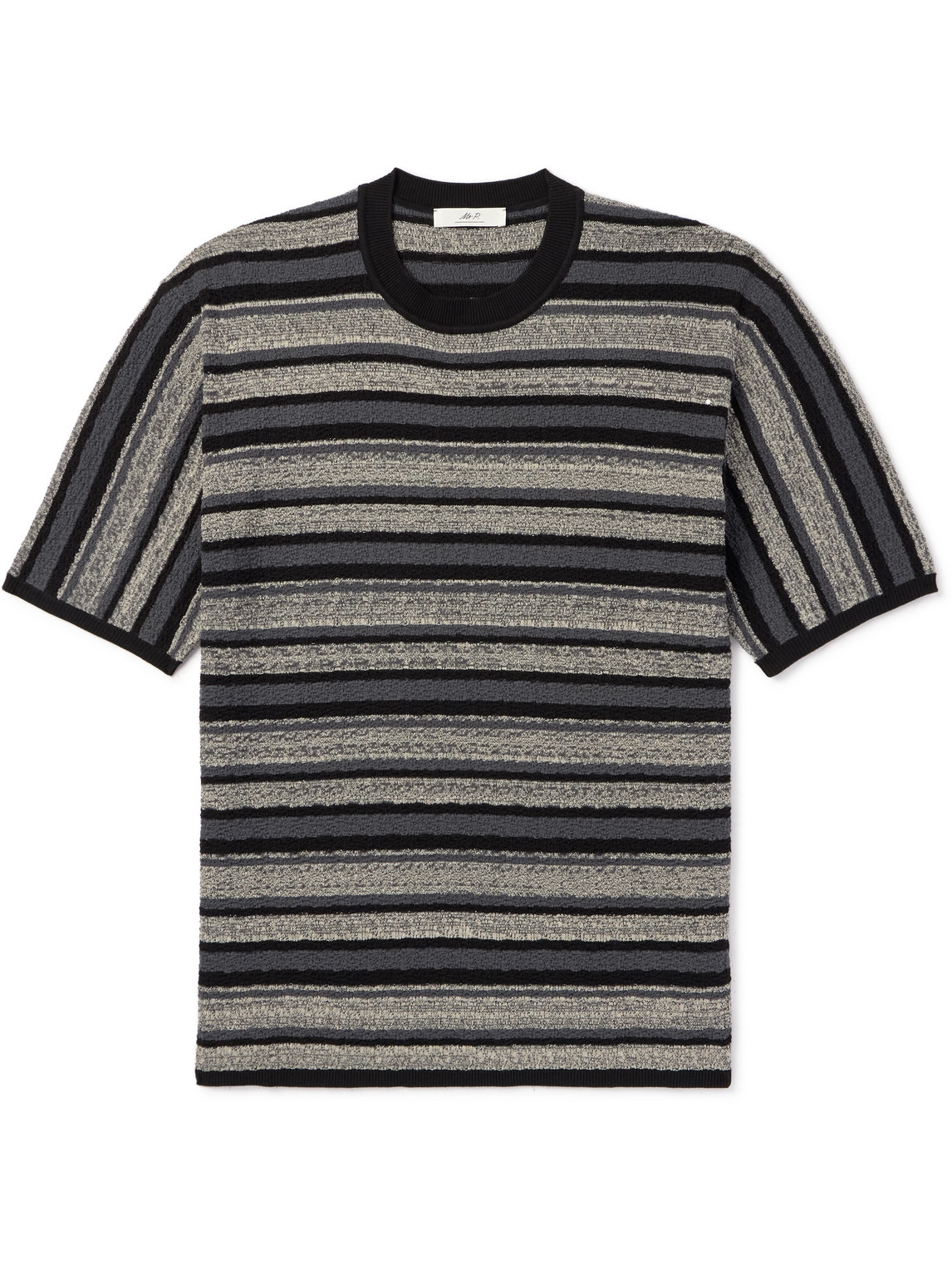 Striped Textured-Cotton T-Shirt