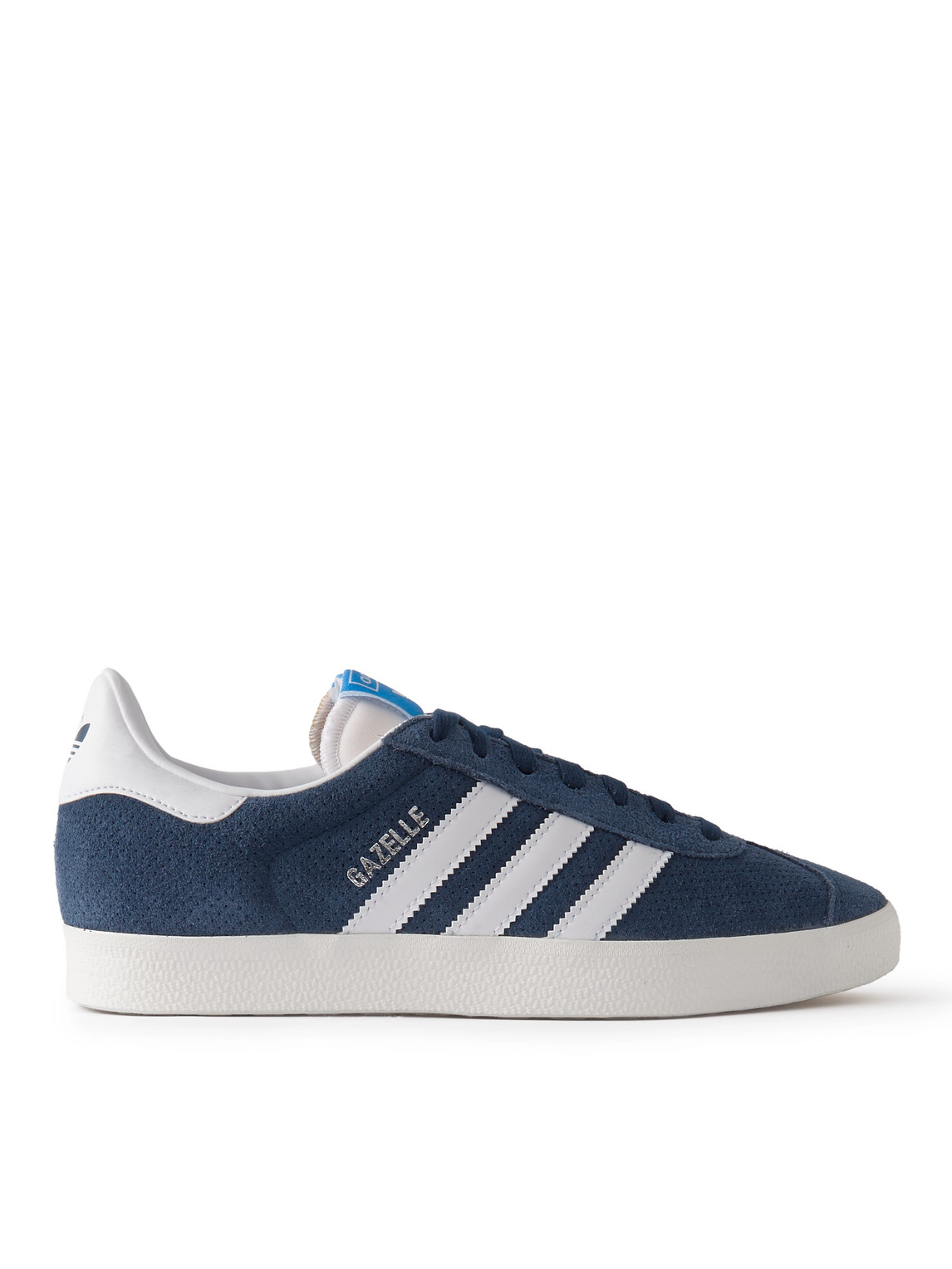 Adidas Originals Gazelle Leather-trimmed Perforated Suede Trainers In Blue