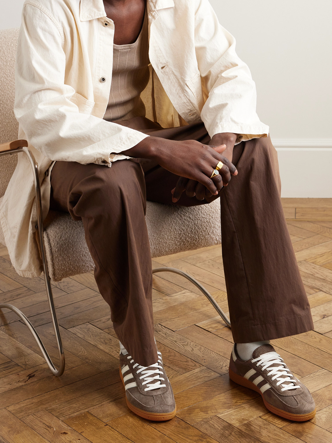 ADIDAS ORIGINALS HANDBALL SPEZIAL LEATHER-TRIMMED SUEDE SNEAKERS