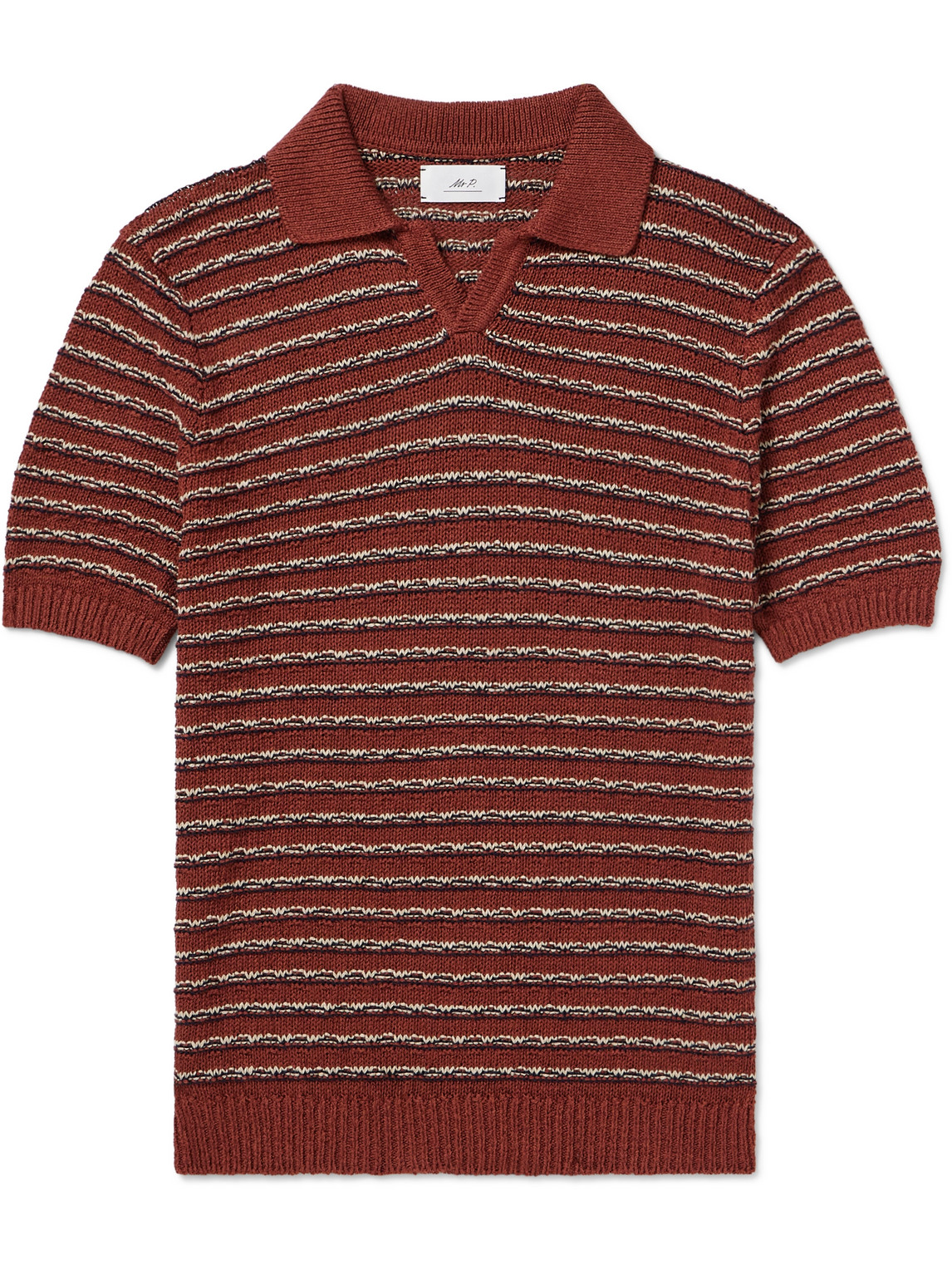 Metallic Textured Linen and Cotton-Blend Polo Shirt