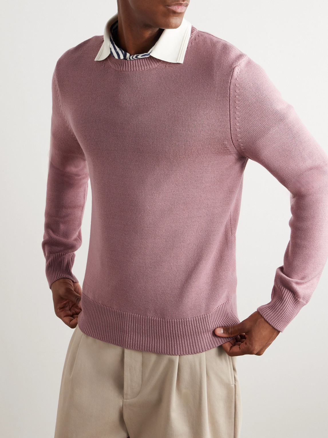 Shop Mr P Golf Merino Wool Sweater In Pink