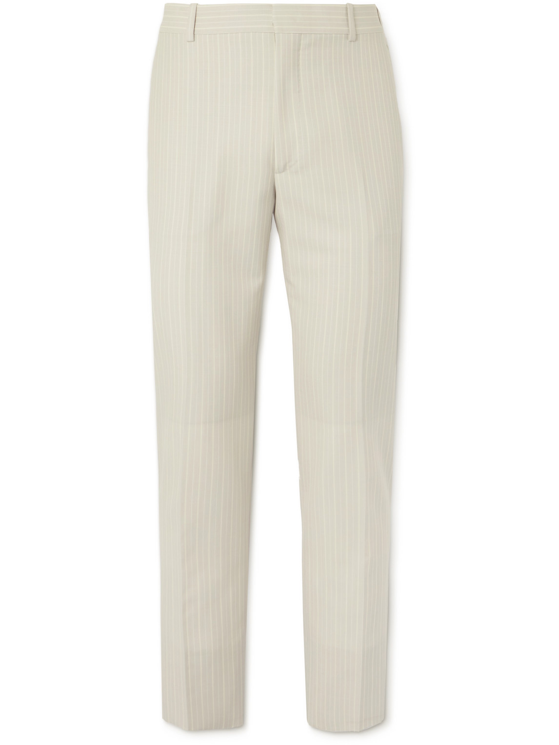Alexander Mcqueen Tapered Pinstriped Wool And Mohair-blend Trousers In Gray