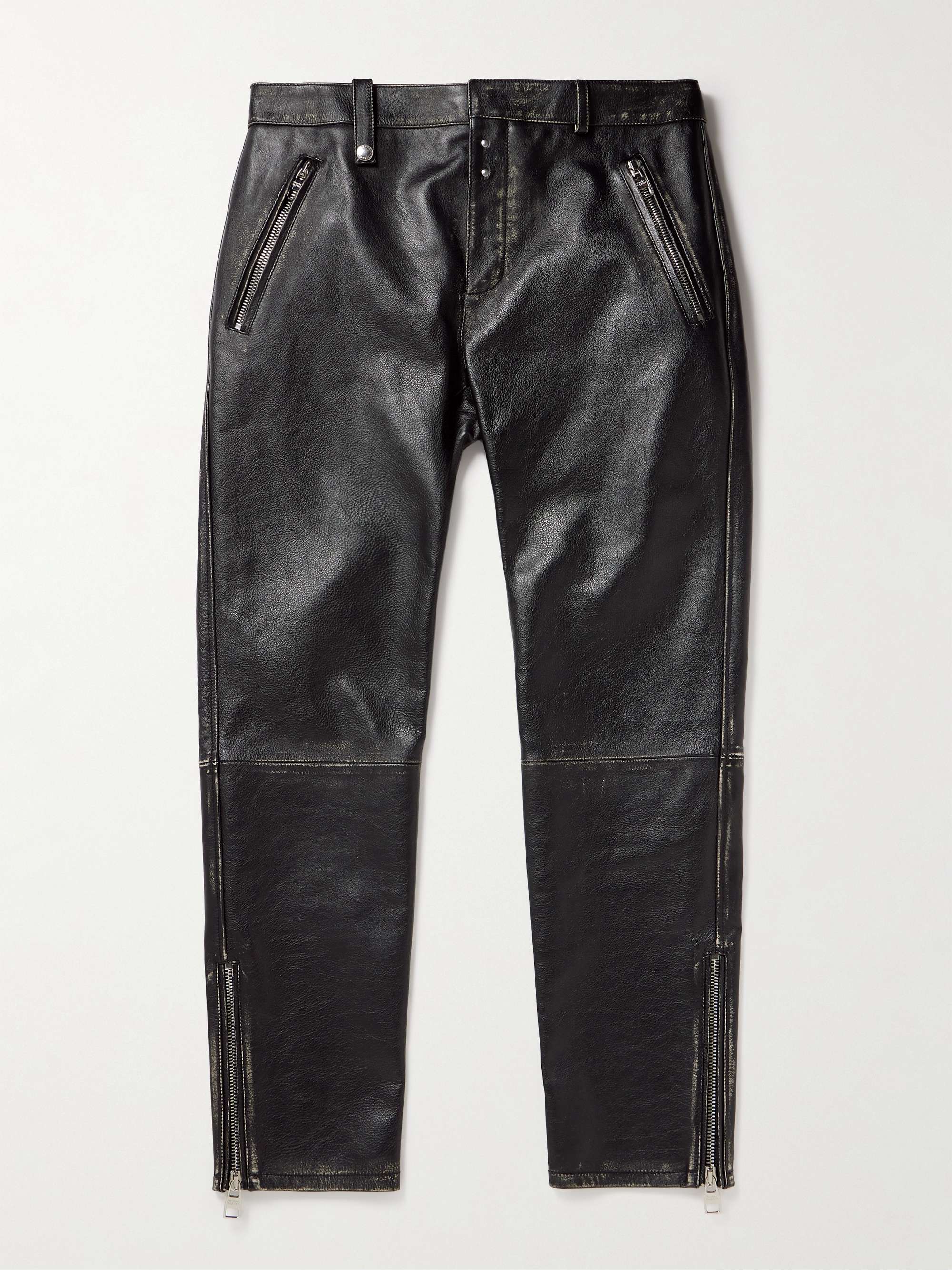 ALEXANDER MCQUEEN Slim-Fit Zip-Detailed Leather Trousers for Men