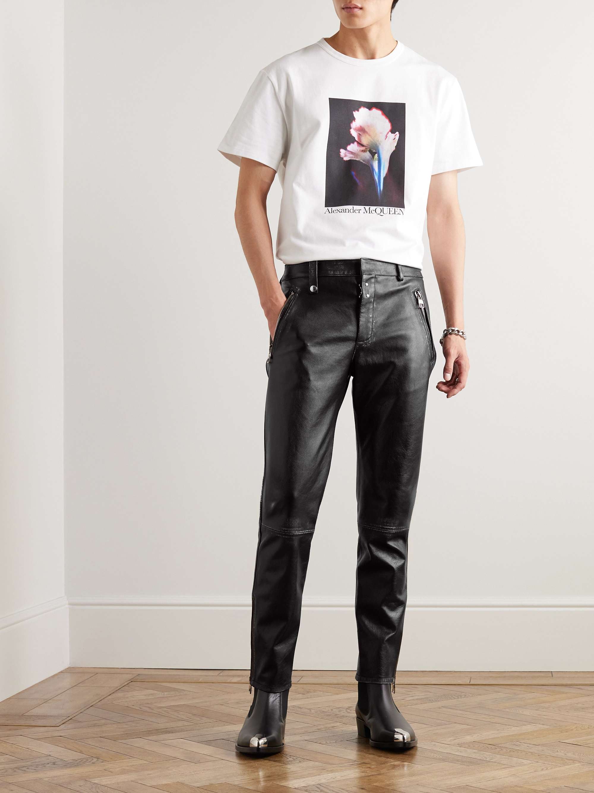 Skinny-Fit Leather Trousers