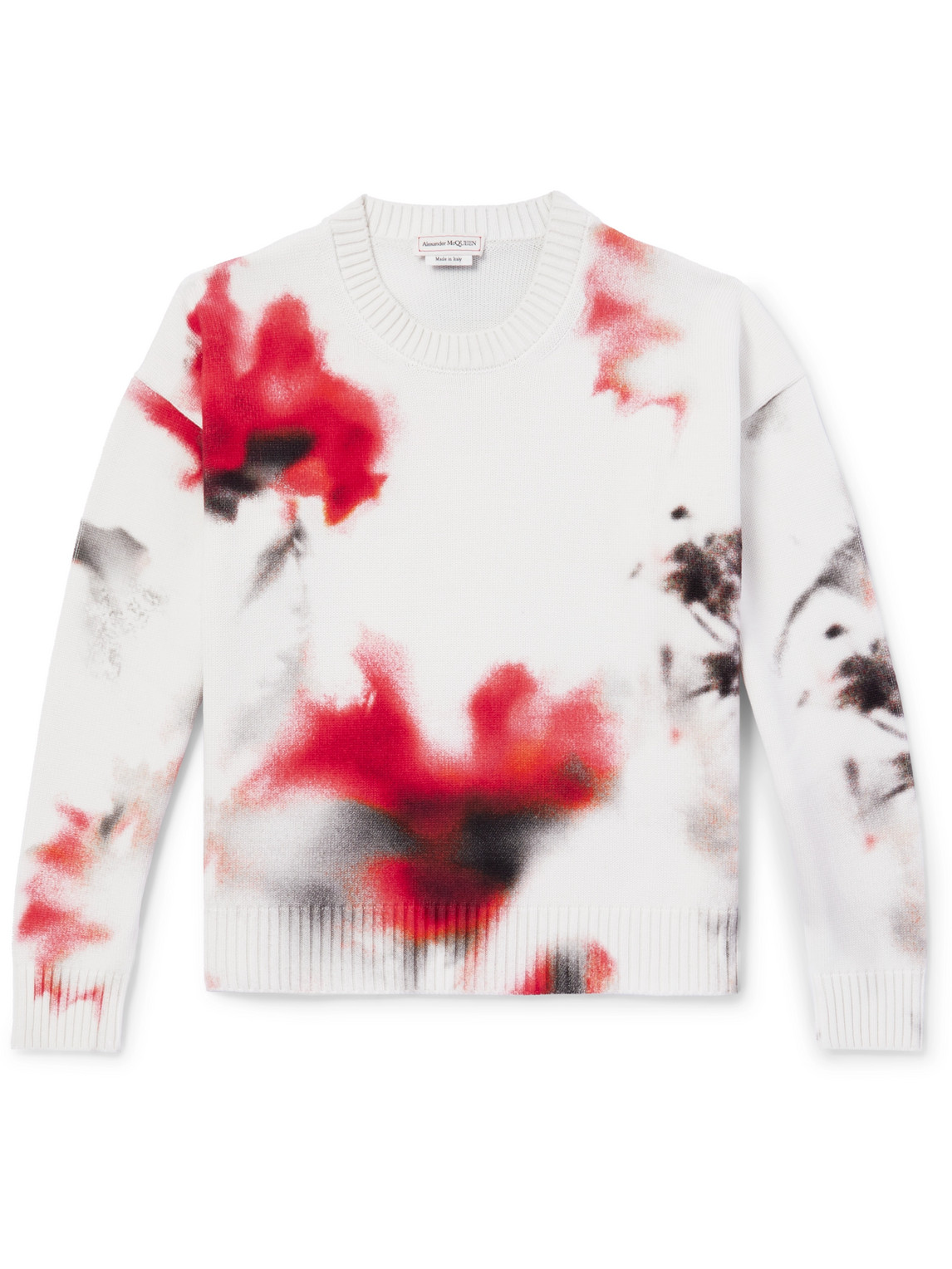 Shop Alexander Mcqueen Printed Cotton Sweater In Neutrals