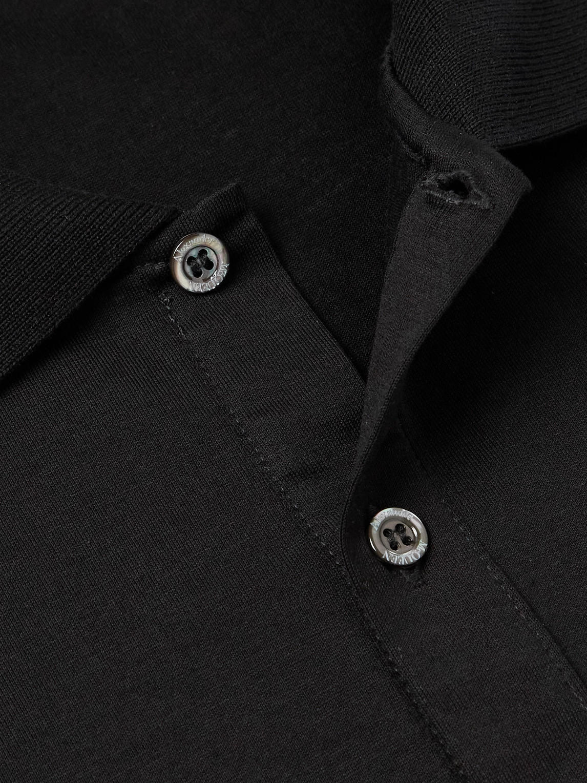 Shop Alexander Mcqueen Logo-embroidered Cotton-jersey Polo Shirt In Black