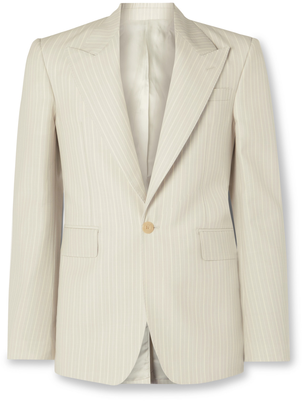 Alexander Mcqueen Pinstriped Wool And Mohair-blend Blazer In Neutrals