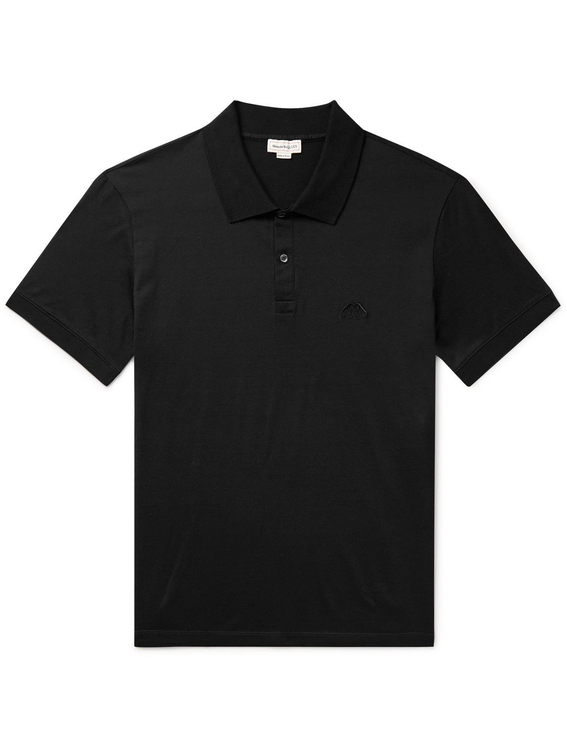 Alexander Mcqueen Seal Logo-embroidered Polo Shirt In Black