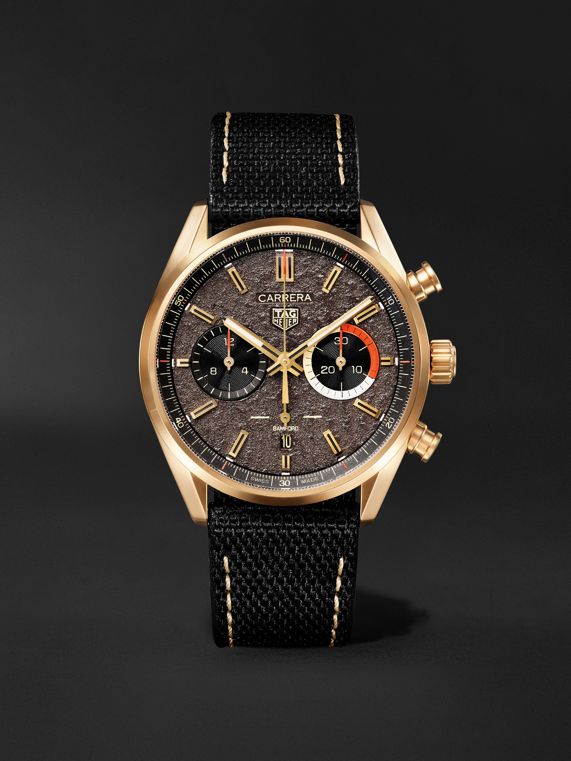 BAMFORD WATCH DEPARTMENT TAG Heuer Carrera Limited Edition Automatic 42mm 18-Karat Gold and Canvas Watch - Men