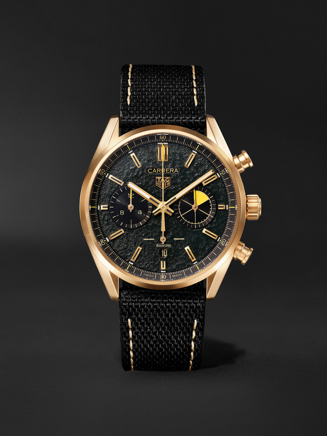 BAMFORD WATCH DEPARTMENT TAG Heuer Carrera Limited Edition Automatic 42mm 18-Karat Gold and Canvas Watch - Men