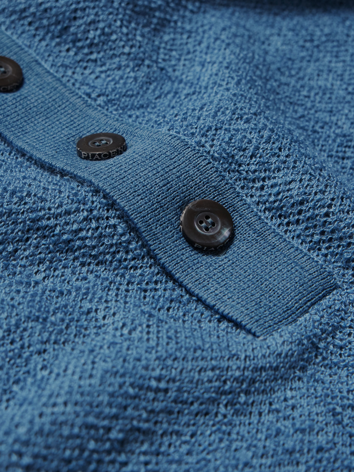 Shop Piacenza 1733 Open-knit Linen And Cotton-blend Polo Shirt In Blue