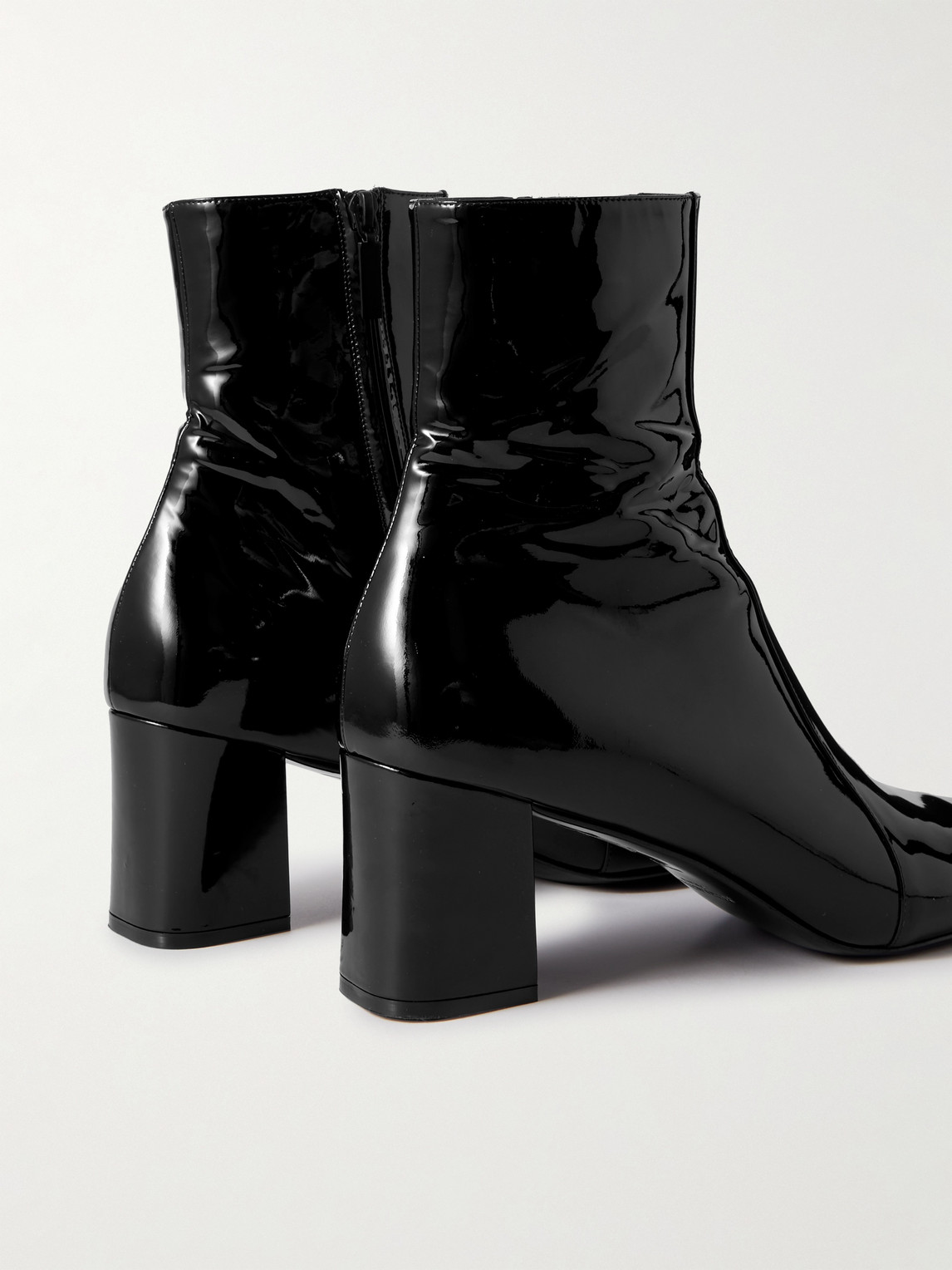 Shop Saint Laurent Patent-leather Ankle Boots In Black