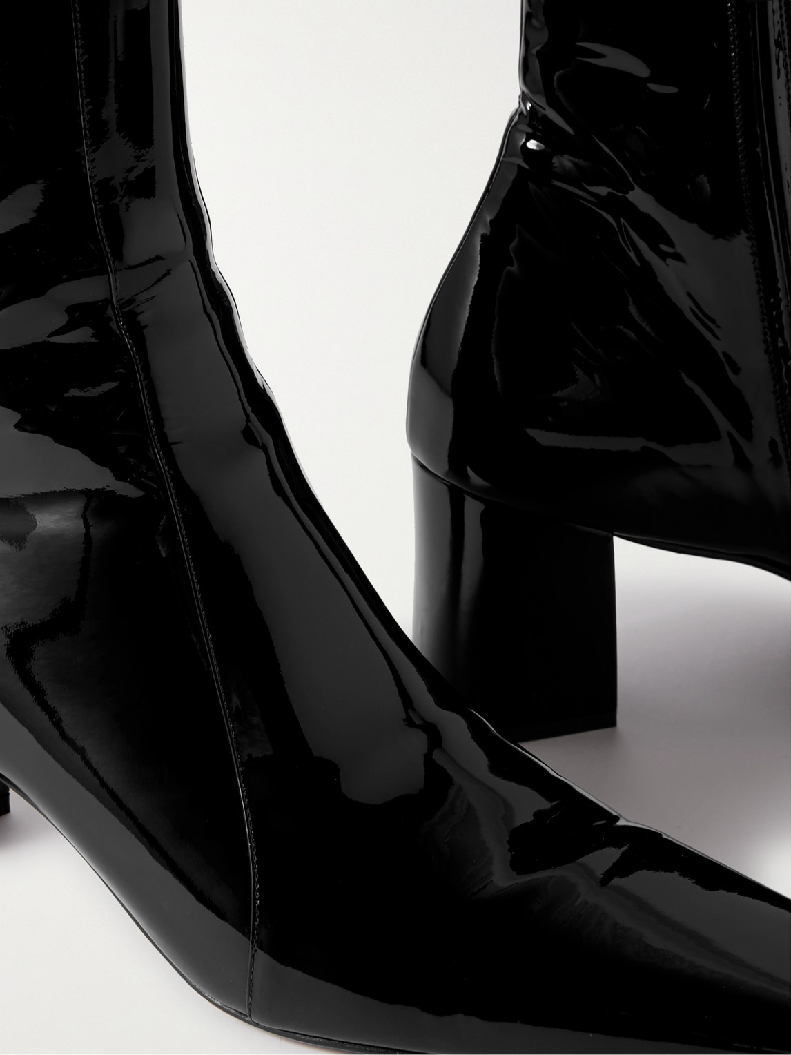 Shop Saint Laurent Patent-leather Ankle Boots In Black