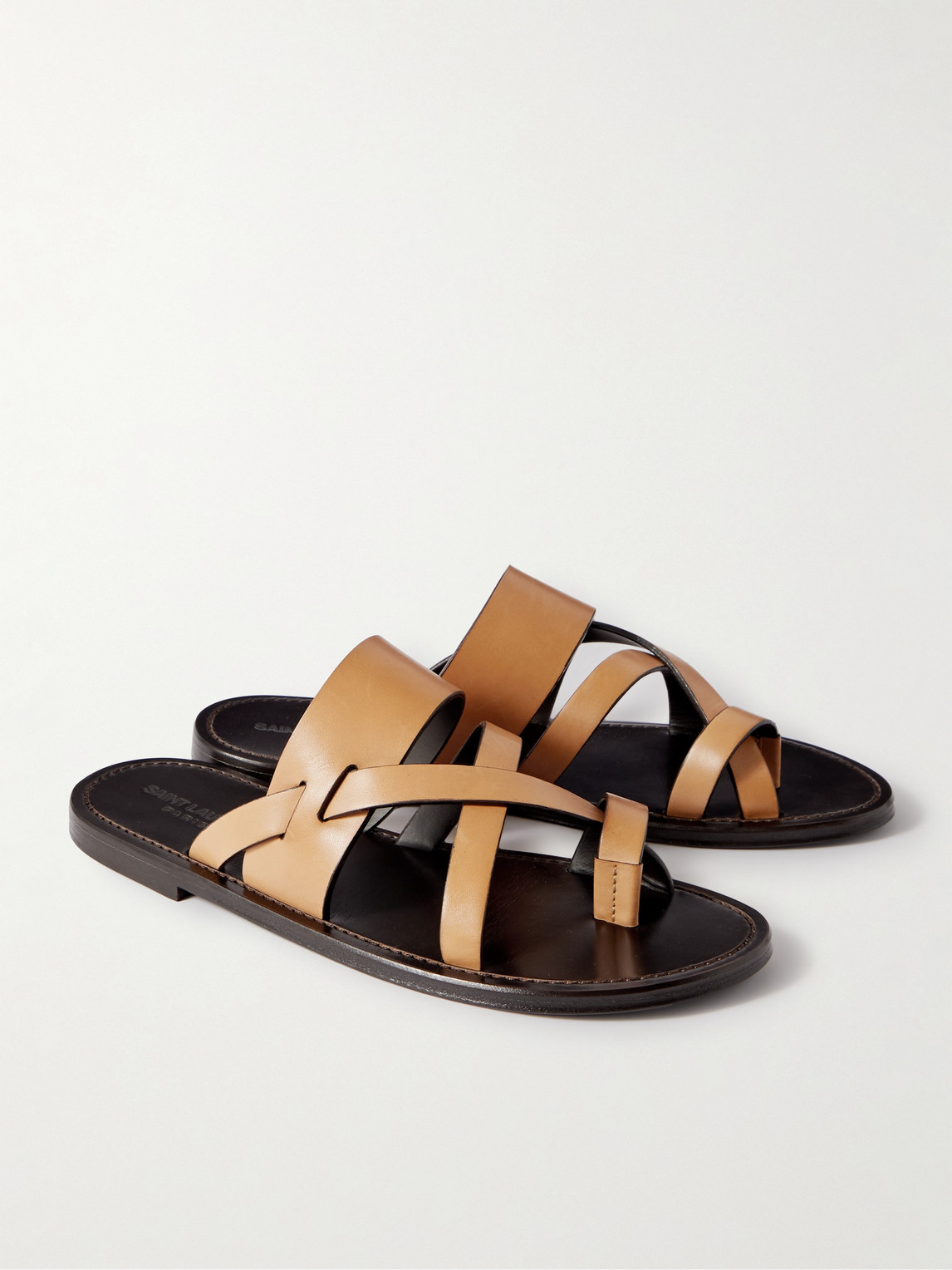Shop Saint Laurent Culver Leather Sandals In Brown