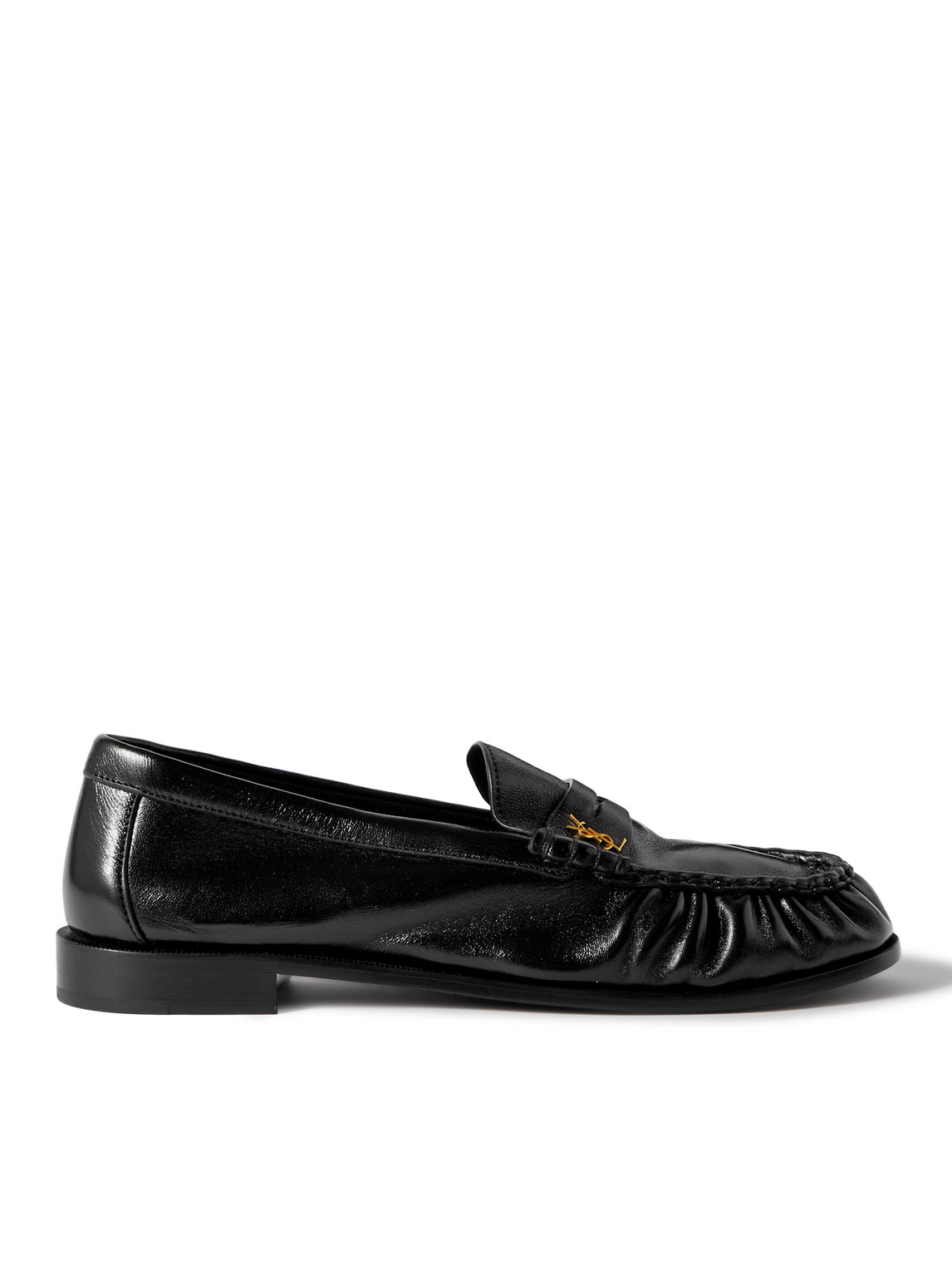 Saint Laurent Le Loafer Monogram Logo-appliquéd Leather Penny Loafers In Black