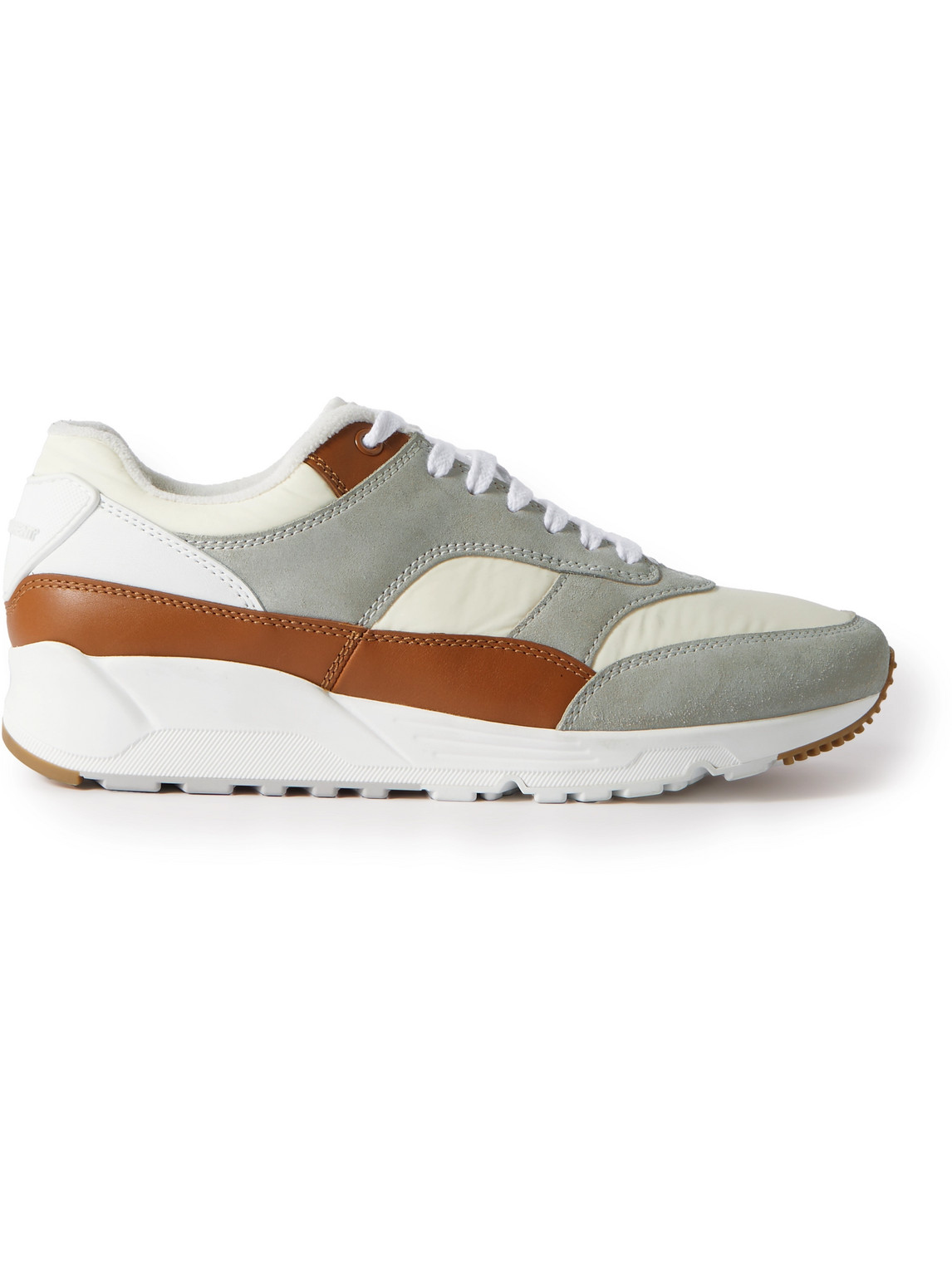 Saint Laurent Bump Colour-block Suede, Shell And Leather Low-top Sneakers In Gray