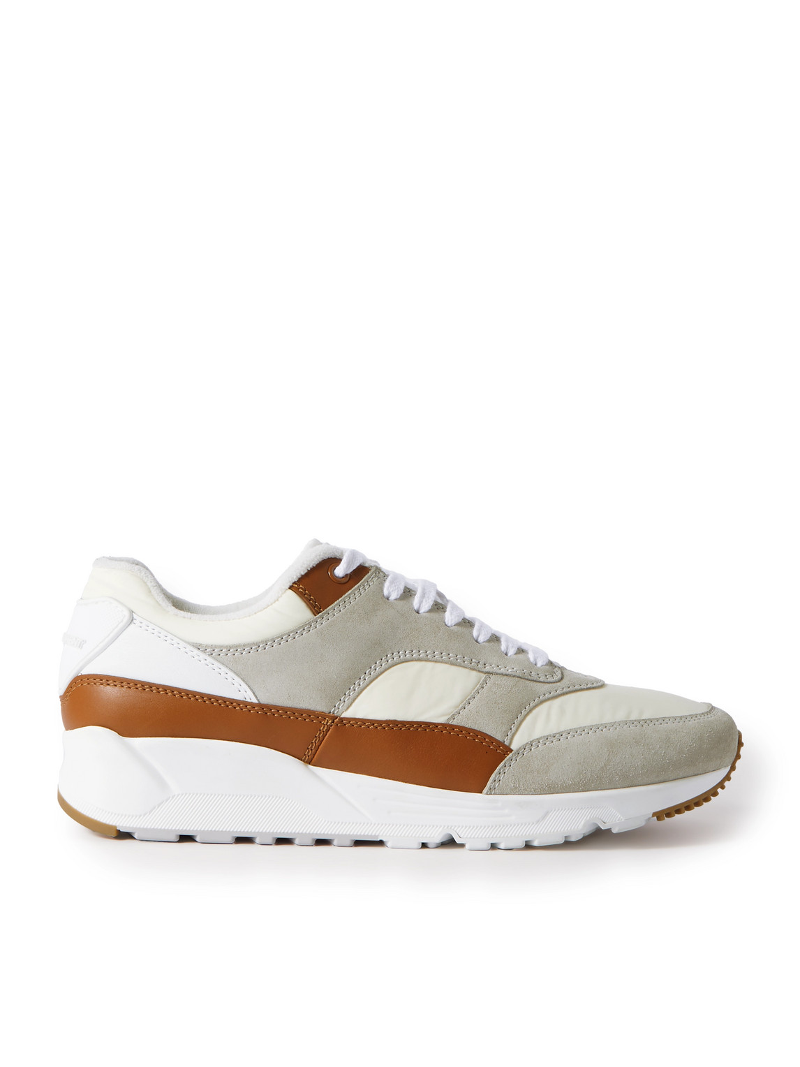 Bump Colour-Block Suede, Shell and Leather Low-Top Sneakers