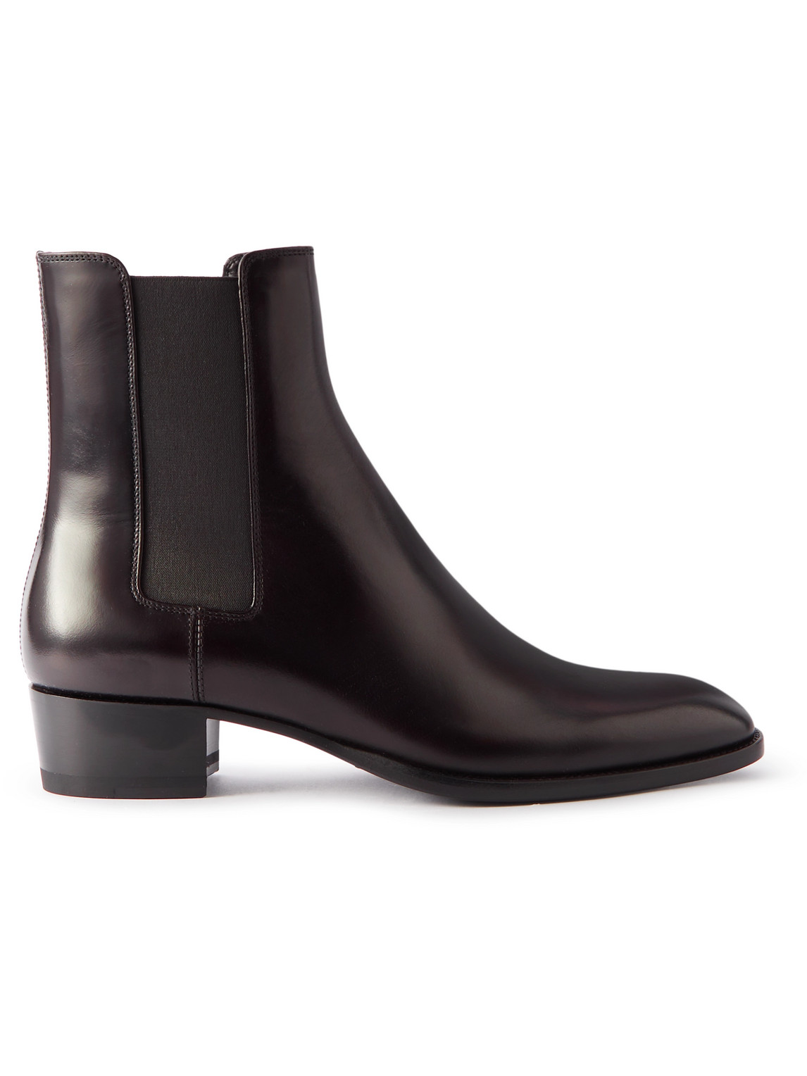 Shop Saint Laurent Wyatt Leather Chelsea Boots In Brown