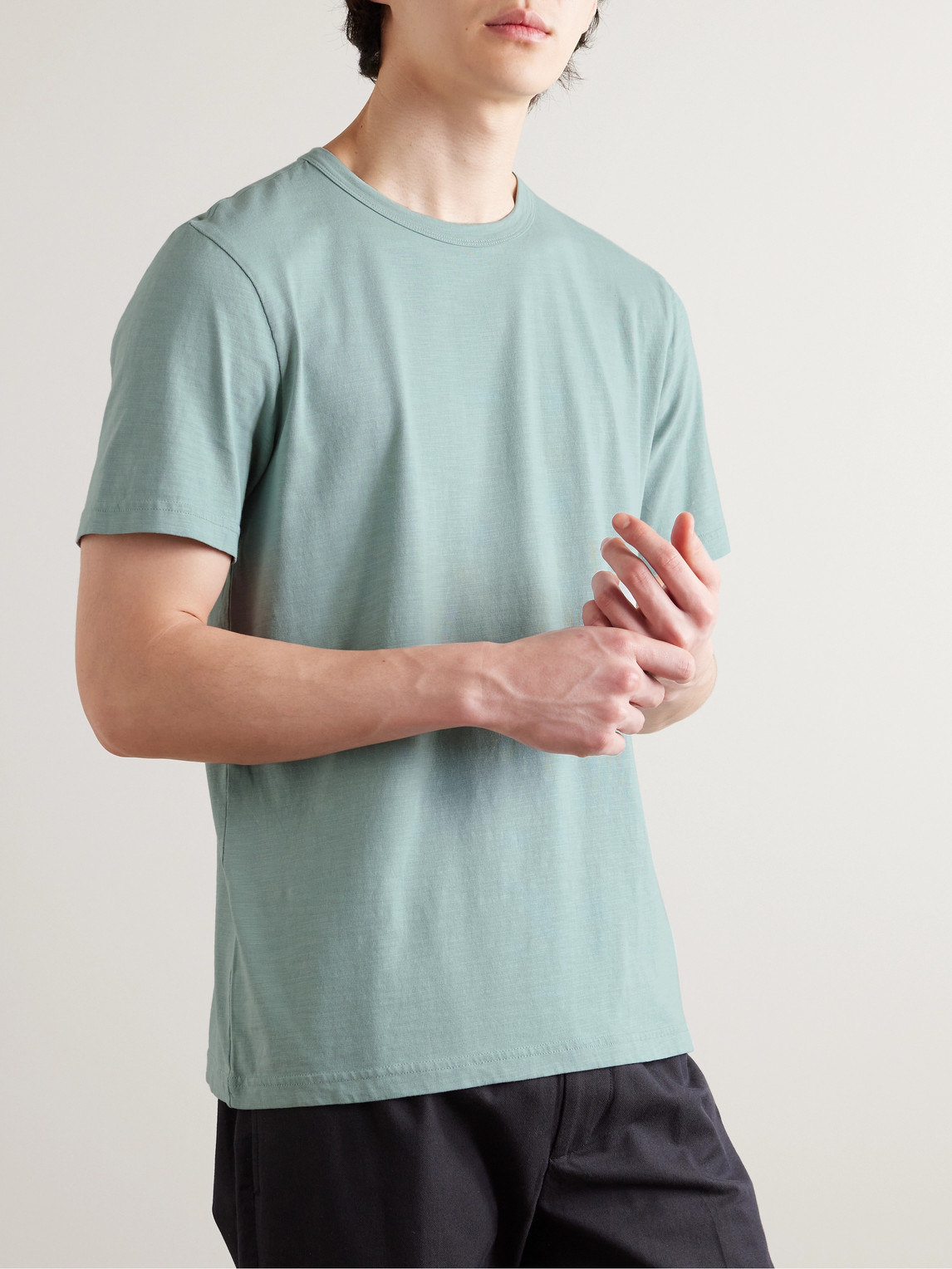 Shop Faherty Sunwashed Organic Cotton-jersey T-shirt In Blue