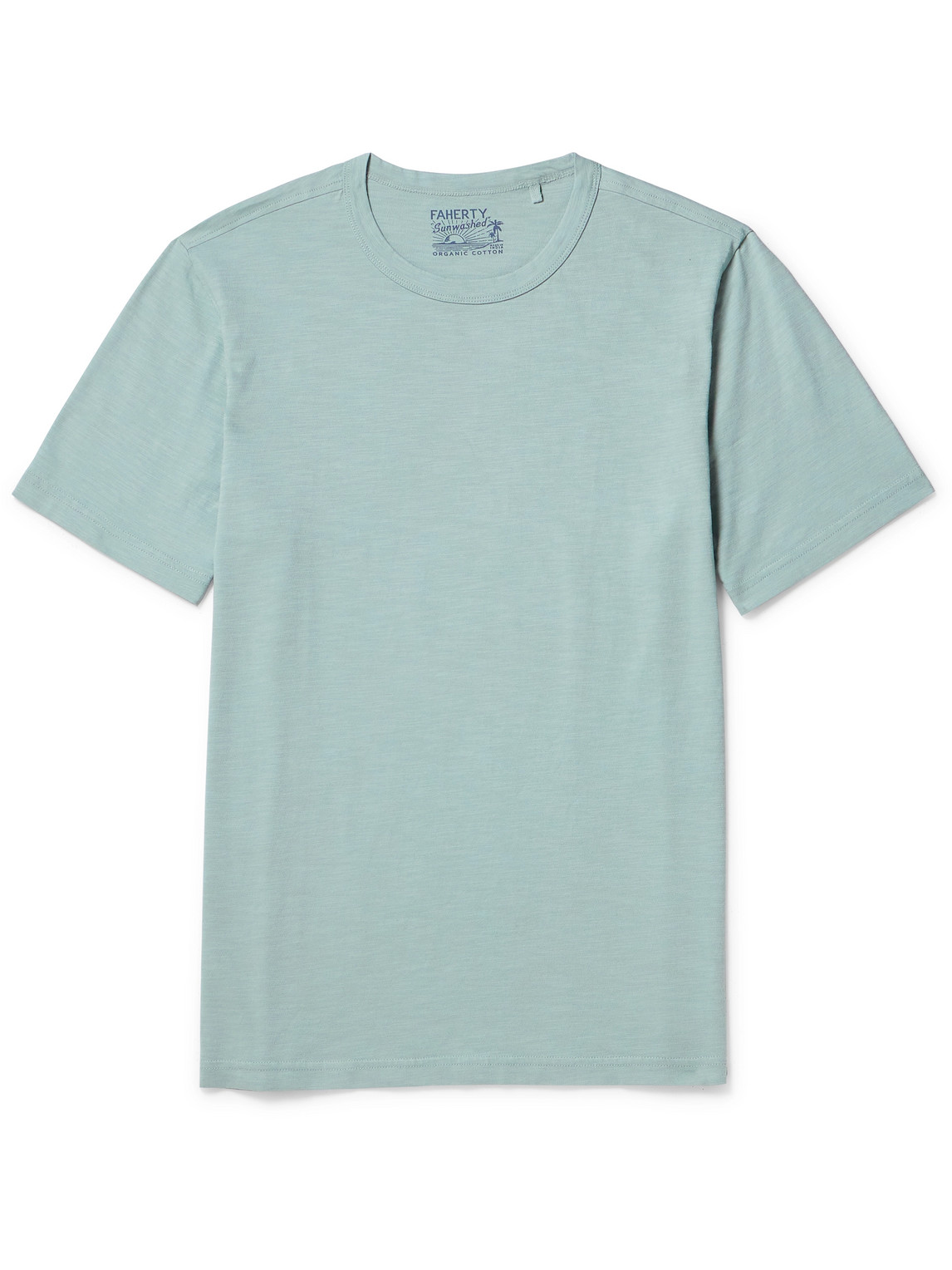 Shop Faherty Sunwashed Organic Cotton-jersey T-shirt In Blue