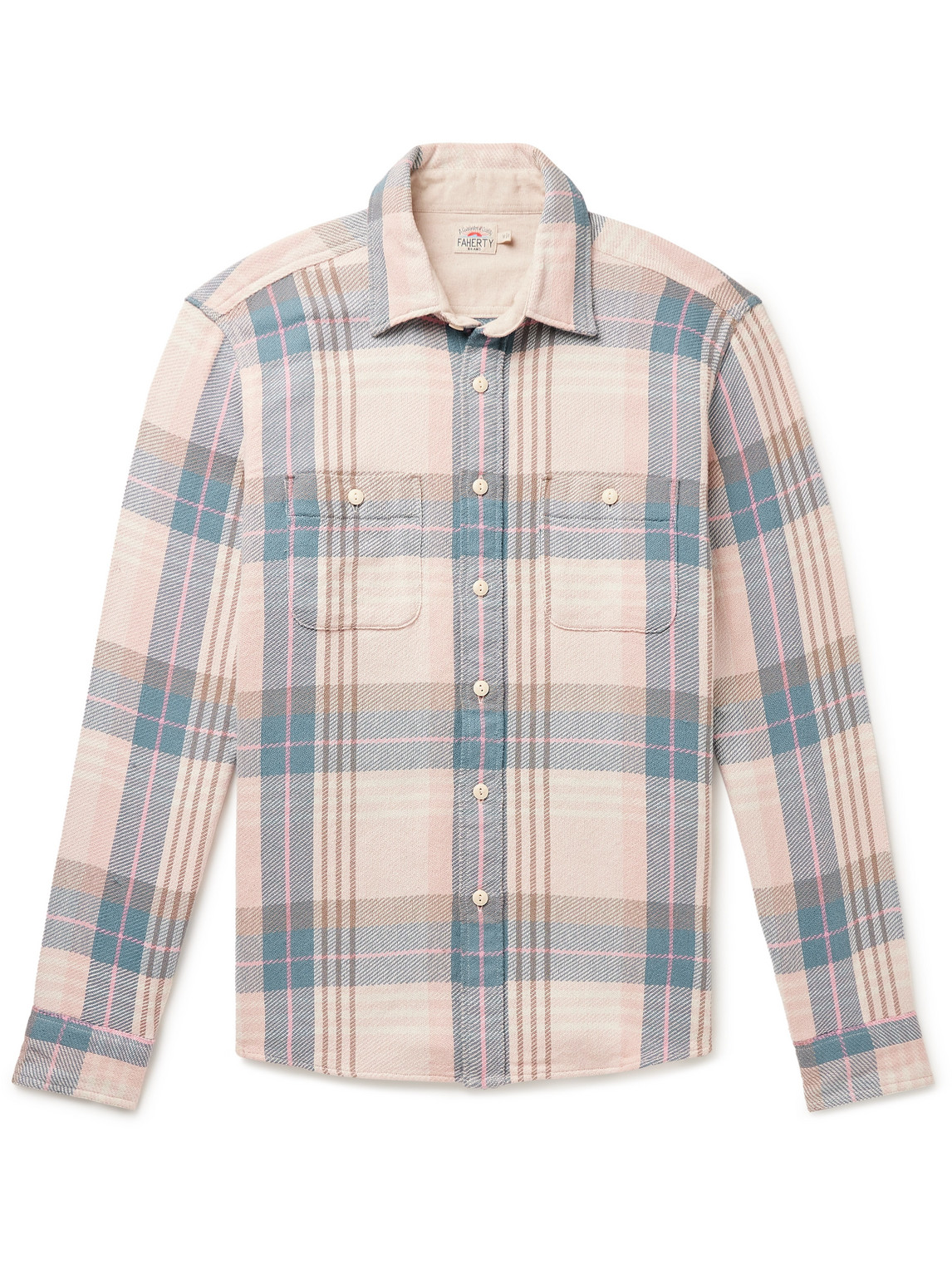 Faherty The Surf Checked Organic Cotton-flannel Shirt In Pink