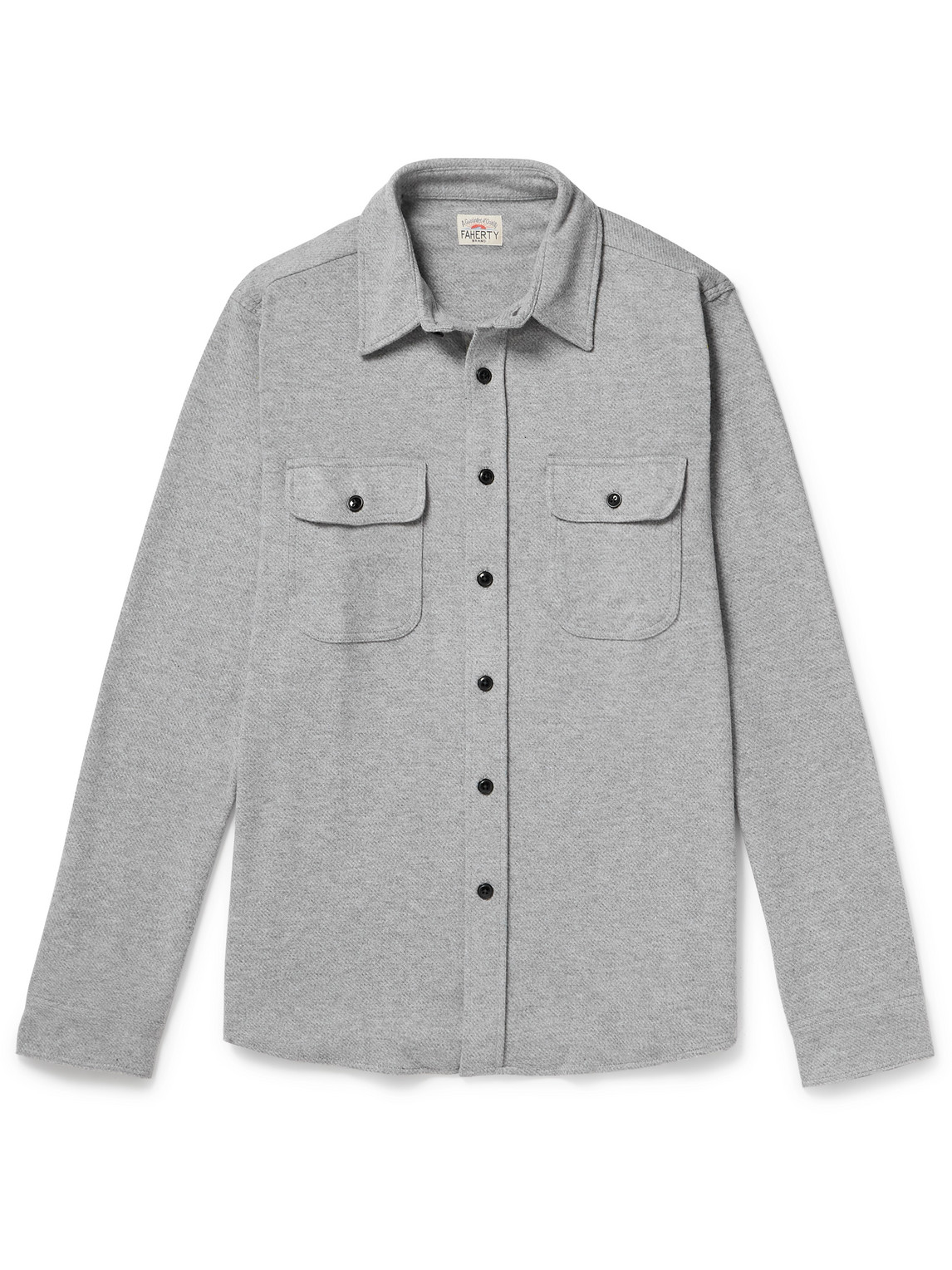Faherty Legend Sweater Shirt In Fossil Grey Twill In Gray