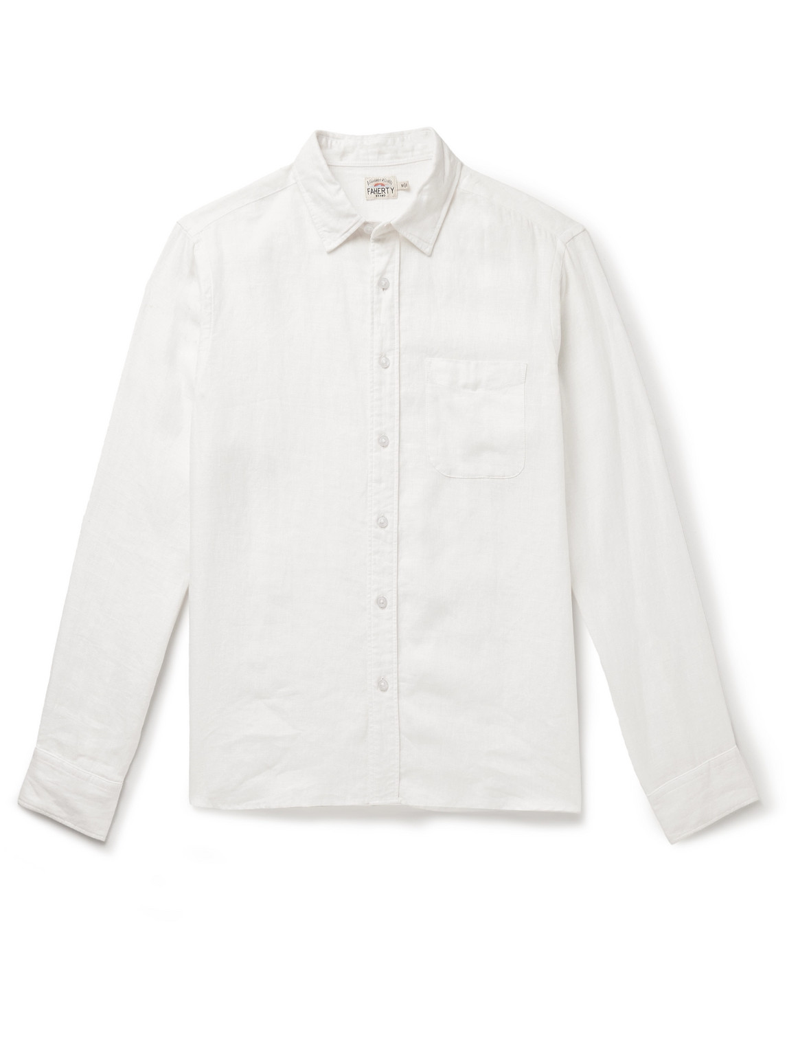 Shop Faherty Laguna Linen Shirt In White