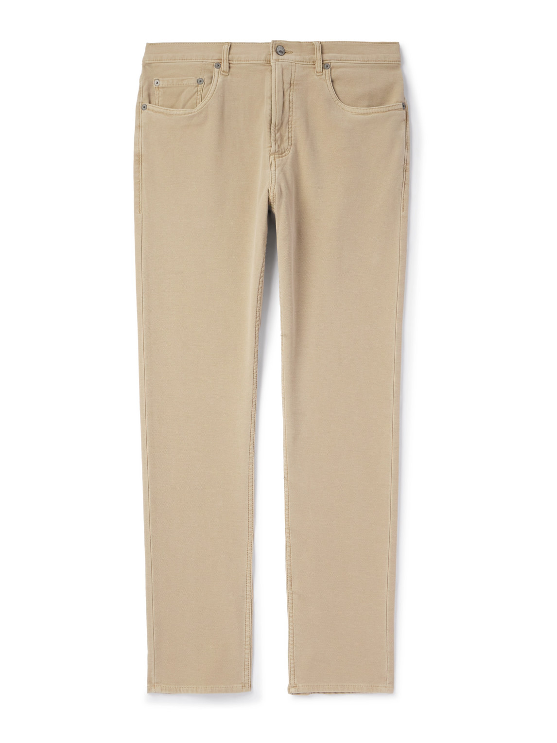 Faherty Slim-fit Cotton-blend Jersey Trousers In Neutrals