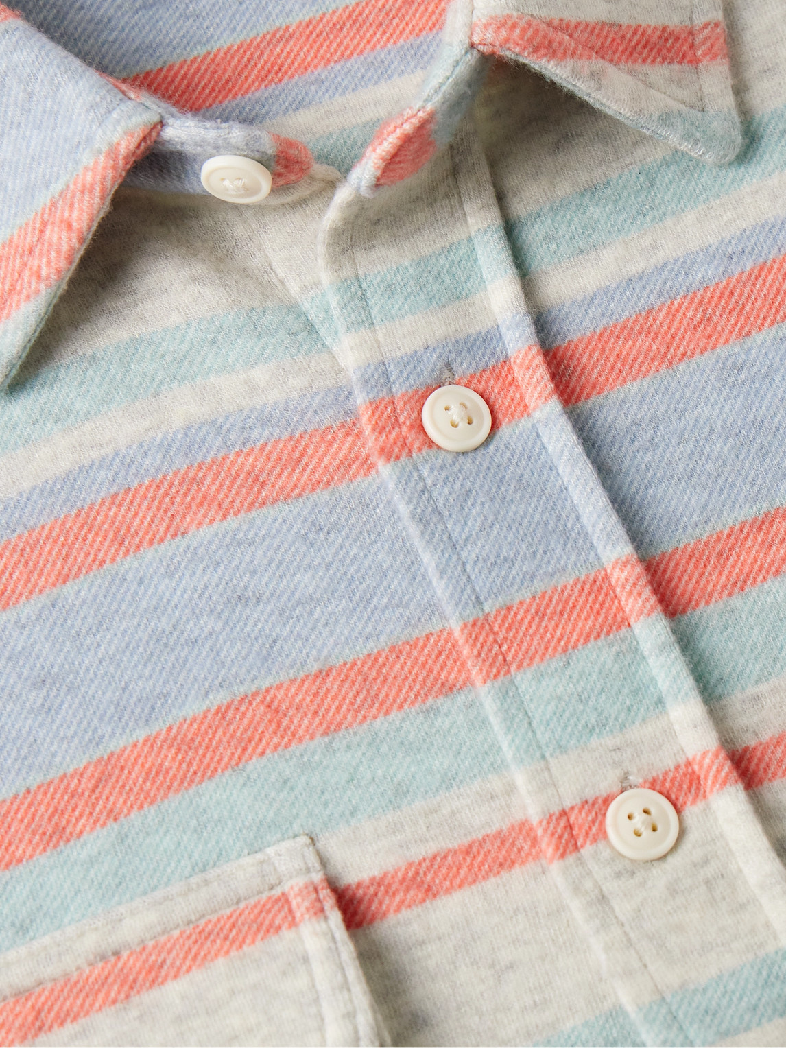 Shop Faherty Legend™ Striped Brushed Stretch Recycled-knit Shirt In Blue