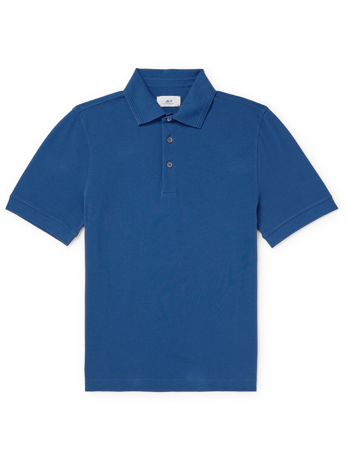 Mr P Slim-fit Cotton-piqué Polo Shirt In Blue
