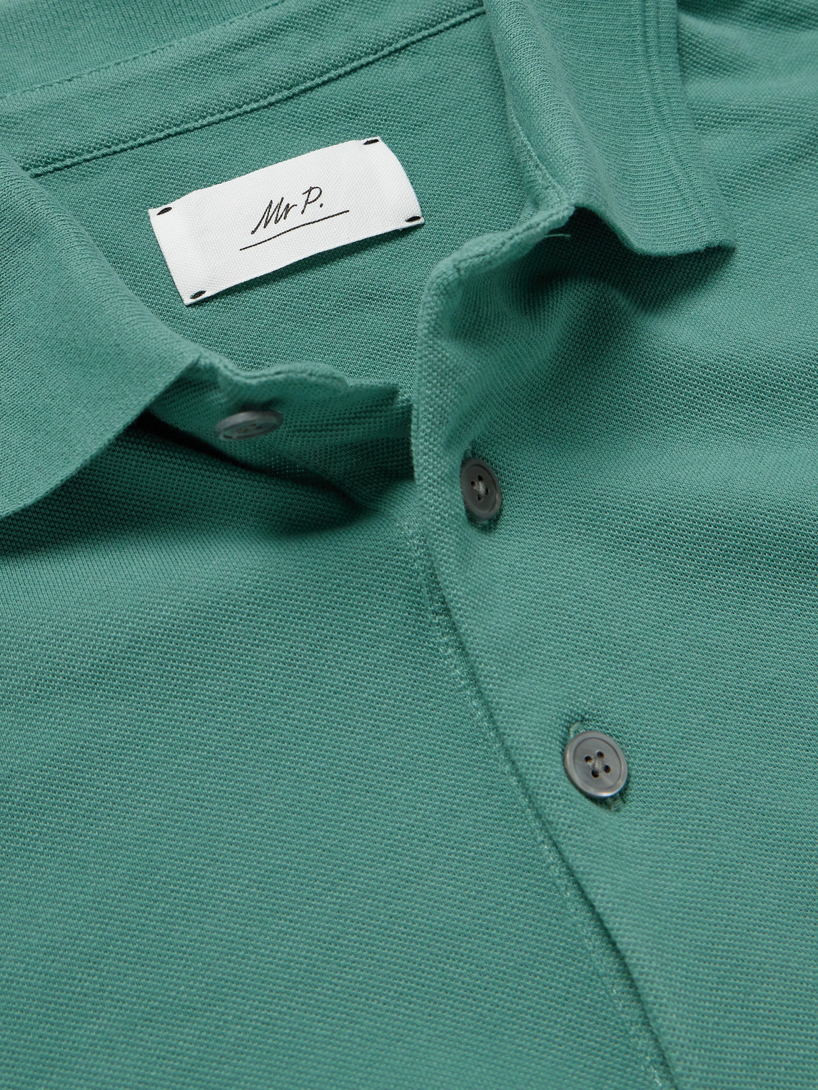 Shop Mr P Slim-fit Cotton-piqué Polo Shirt In Green