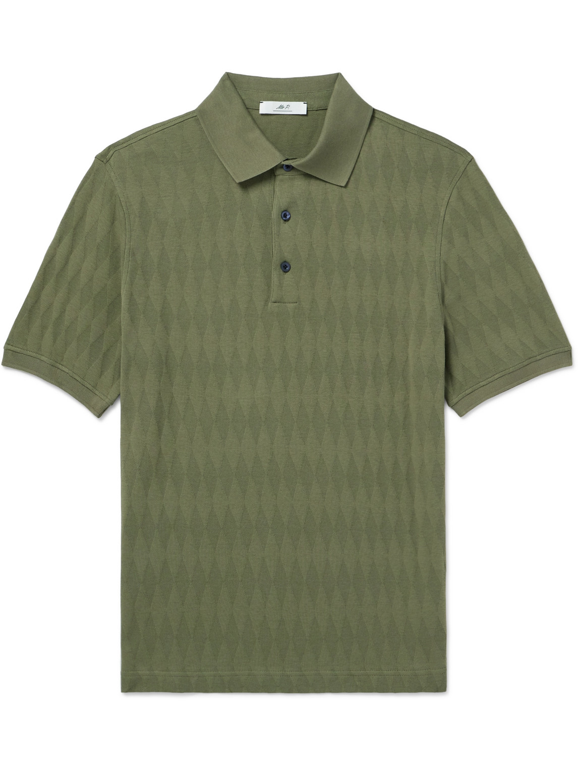 Golf Jacquard-Knit Organic Cotton Polo Shirt