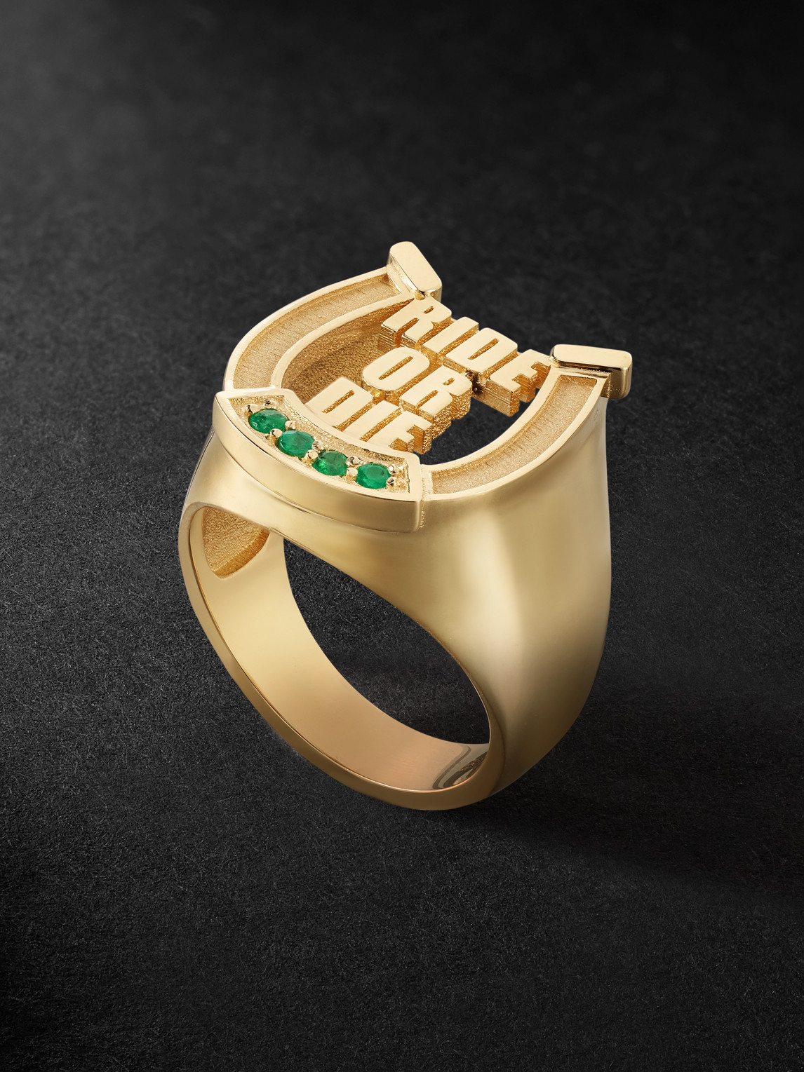Established Ride Or Die 18-karat Gold Emerald Signet Ring