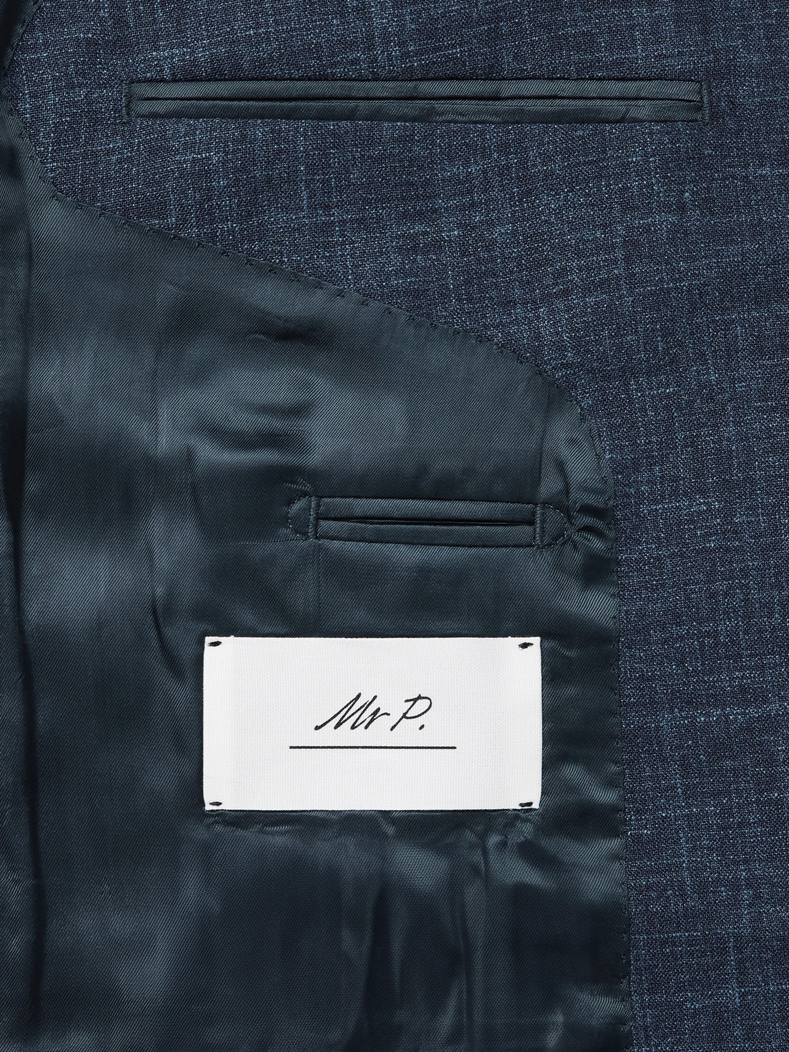 Shop Mr P Virgin Wool, Silk And Linen-blend Suit Jacket In Blue