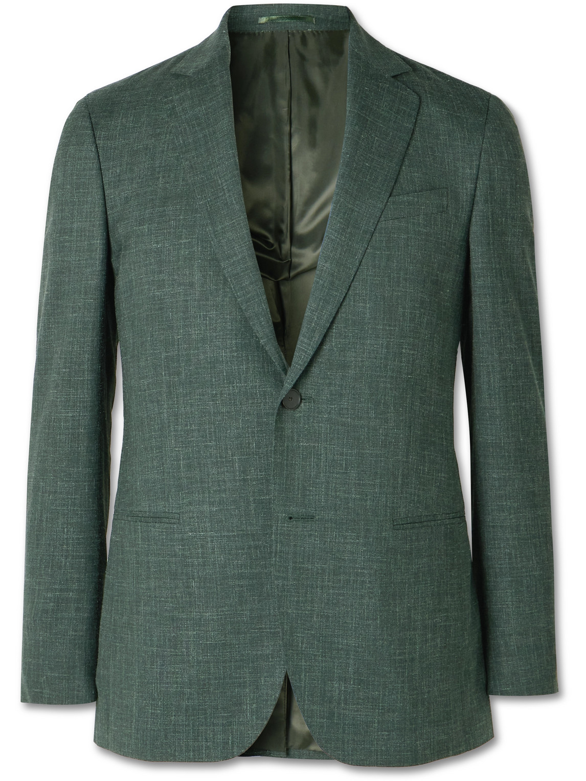 Mr P Virgin Wool, Silk And Linen-blend Suit Jacket In Green