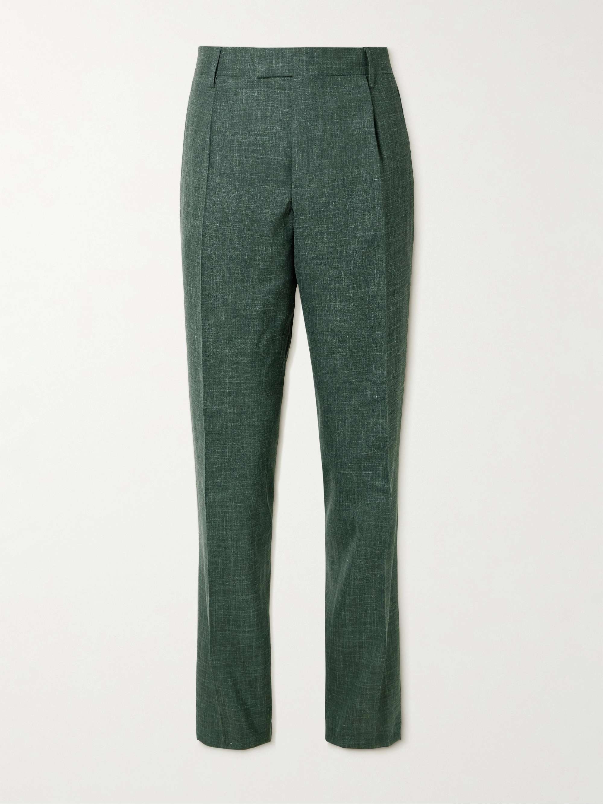 MR P. Mike Straight-Leg Pleated Wool, Silk and Linen-Blend MR P. Mike Straight-Leg Pleated Wool, Silk and Linen-Blend