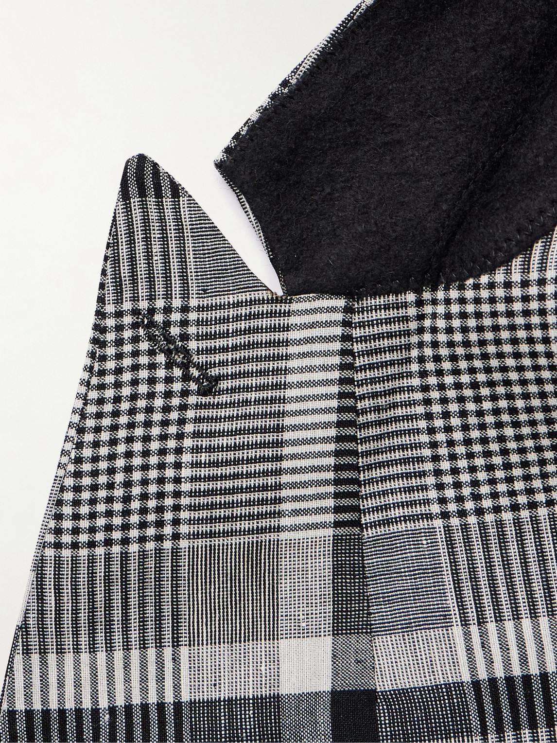 Shop Mr P Double-breasted Checked Linen-blend Blazer In Black