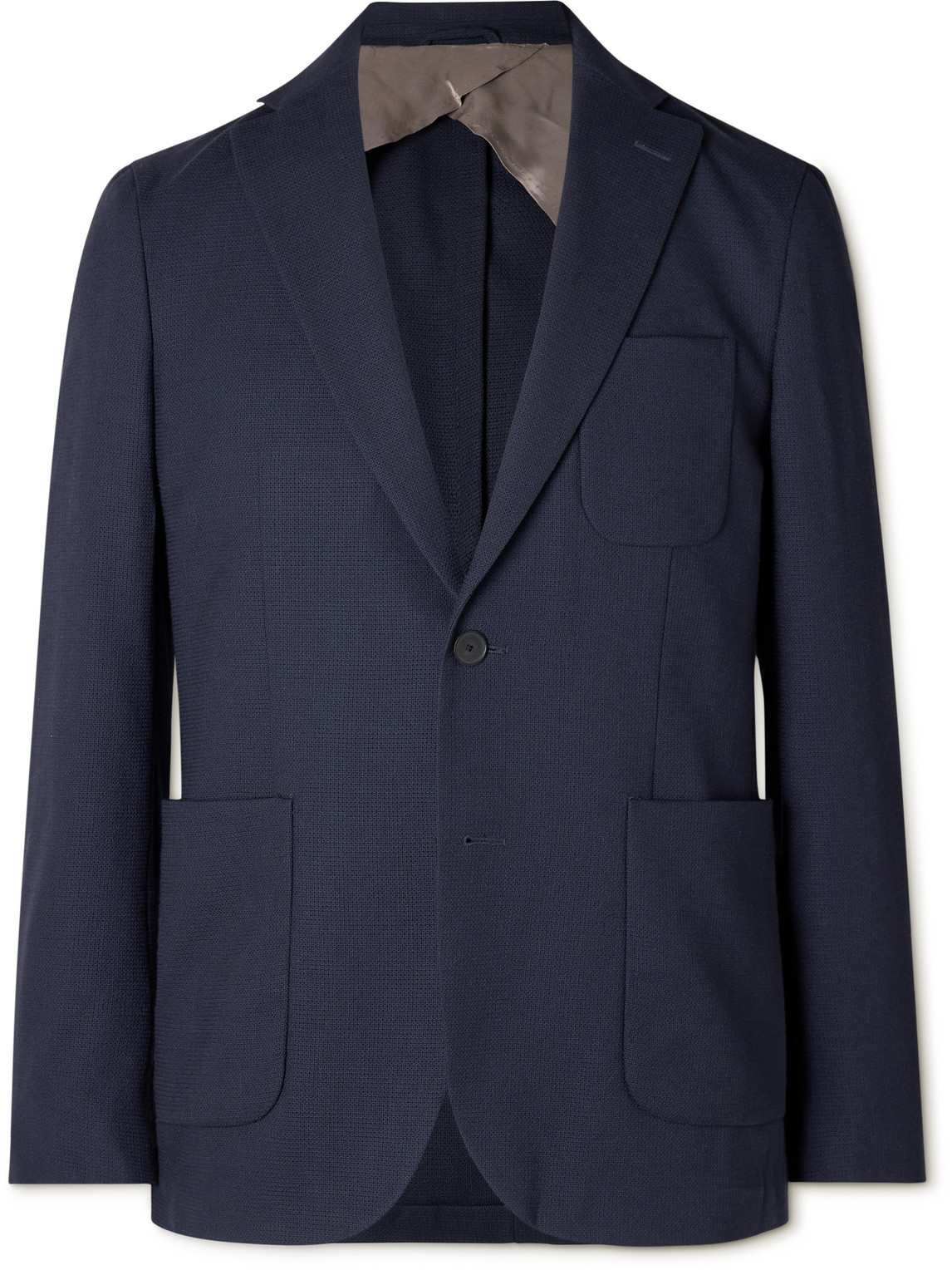 Mr P Virgin Wool-hopsack Blazer In Blue