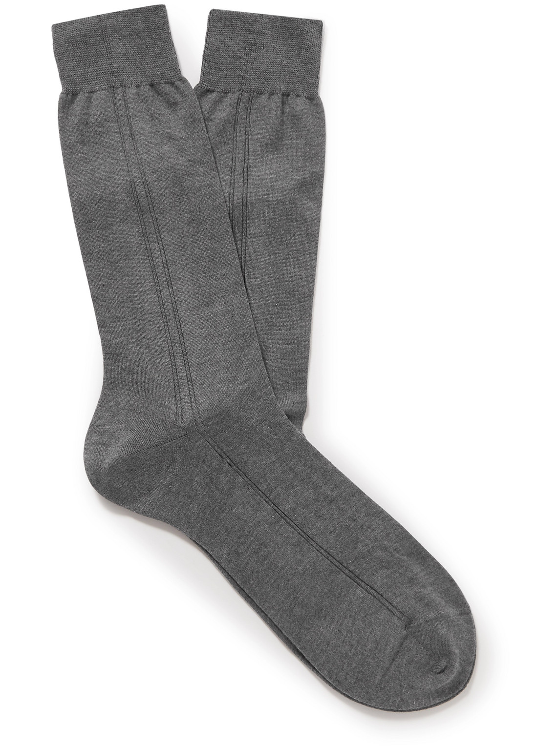 Mr P Ribbed Cotton Socks In Gray
