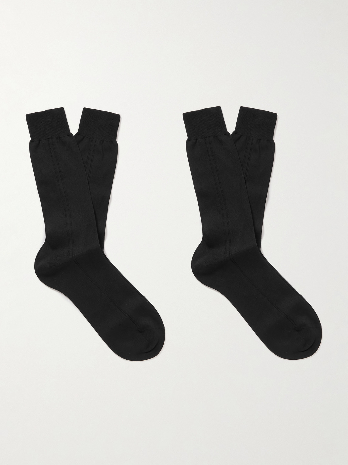 Mr P Ribbed Cotton Socks In Black