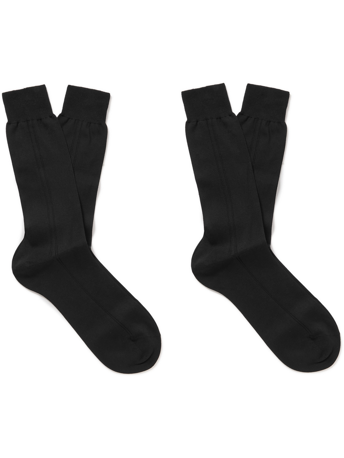 Mr P Ribbed Cotton Socks In Black